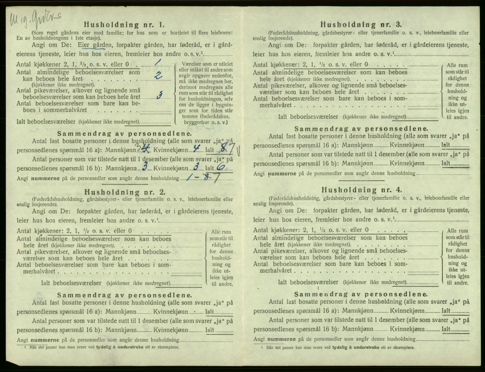 SAB, 1920 census for Odda, 1920, p. 177