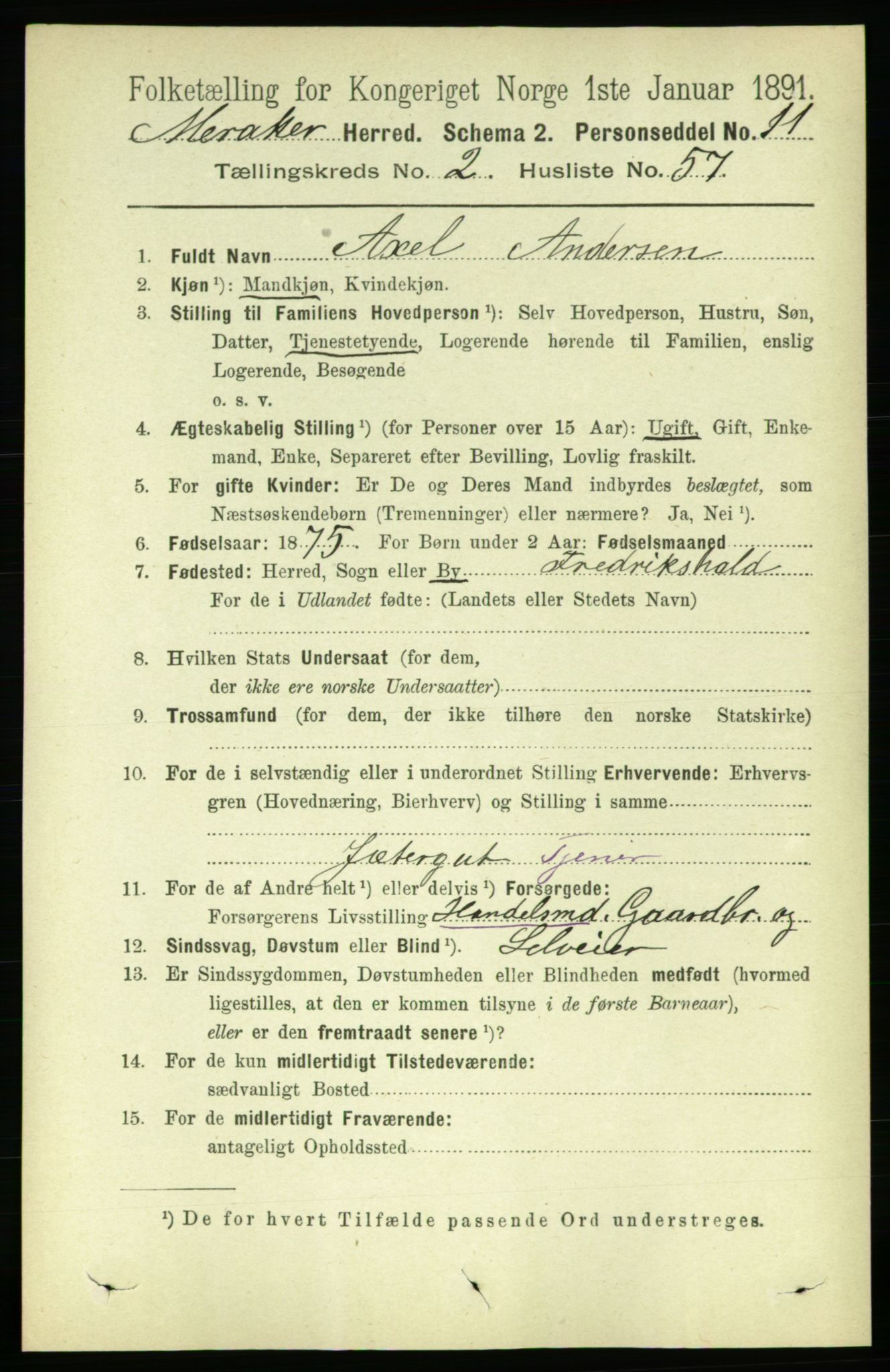 RA, 1891 census for 1711 Meråker, 1891, p. 988