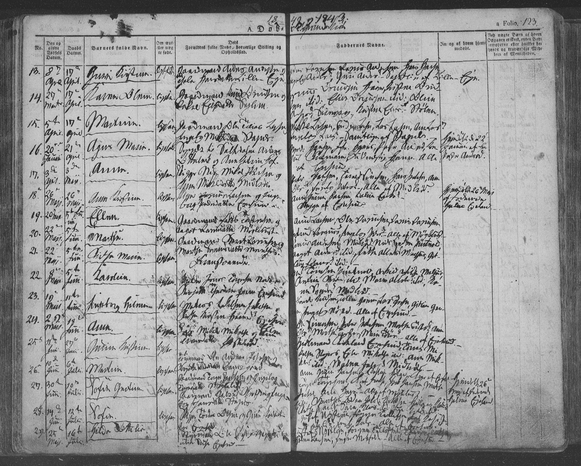 Eigersund sokneprestkontor, SAST/A-101807/S08/L0009: Parish register (official) no. A 9, 1827-1850, p. 123
