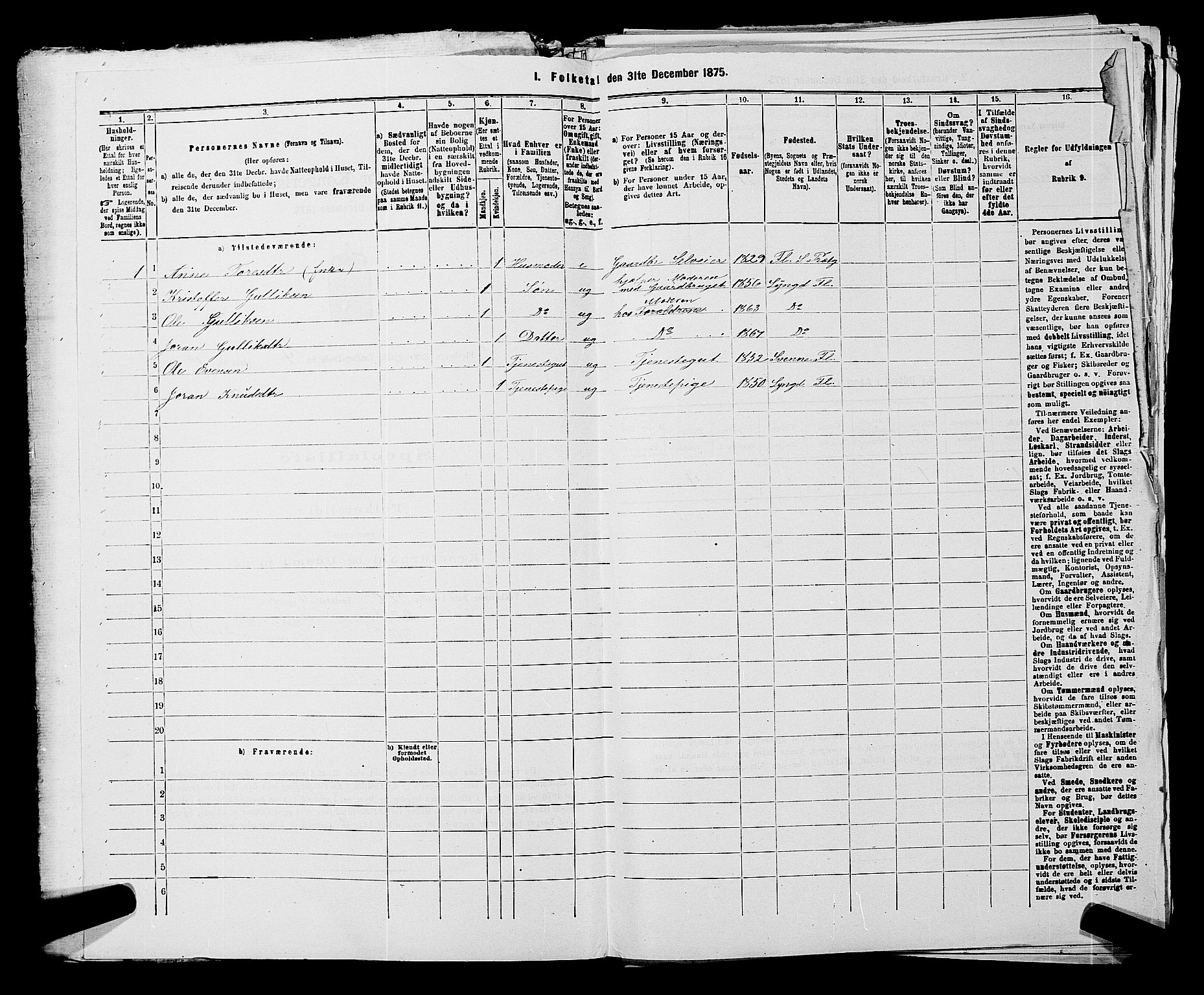 SAKO, 1875 census for 0631P Flesberg, 1875, p. 689