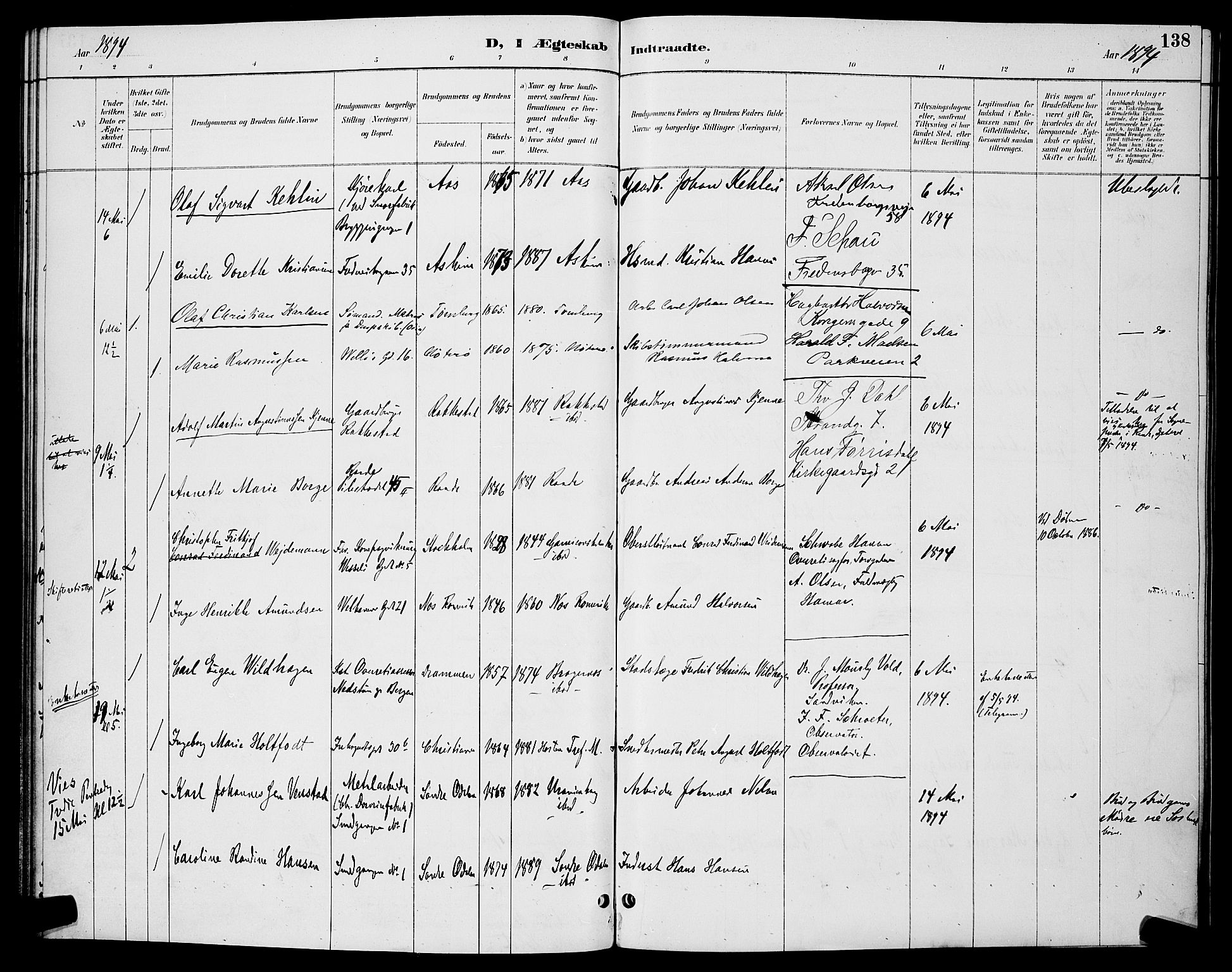 Trefoldighet prestekontor Kirkebøker, AV/SAO-A-10882/H/Ha/L0004: Banns register no. 4, 1888-1894, p. 138