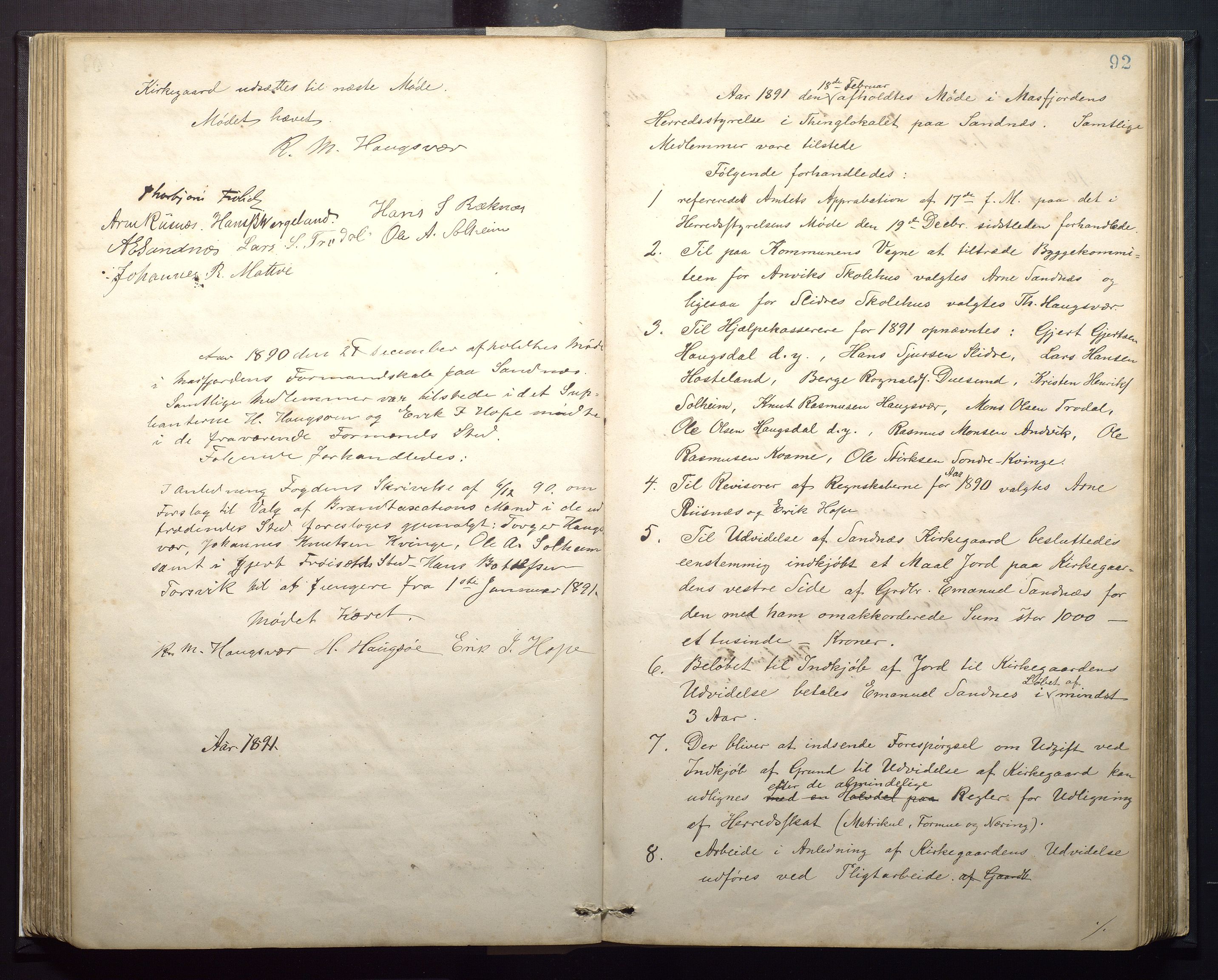Masfjorden kommune. Formannskapet, IKAH/1266-021/A/Aa/L0001: Møtebok for Masfjorden formannskap og heradsstyre, 1879-1904, p. 92