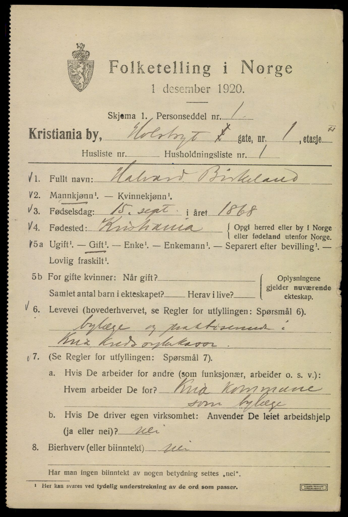 SAO, 1920 census for Kristiania, 1920, p. 296973