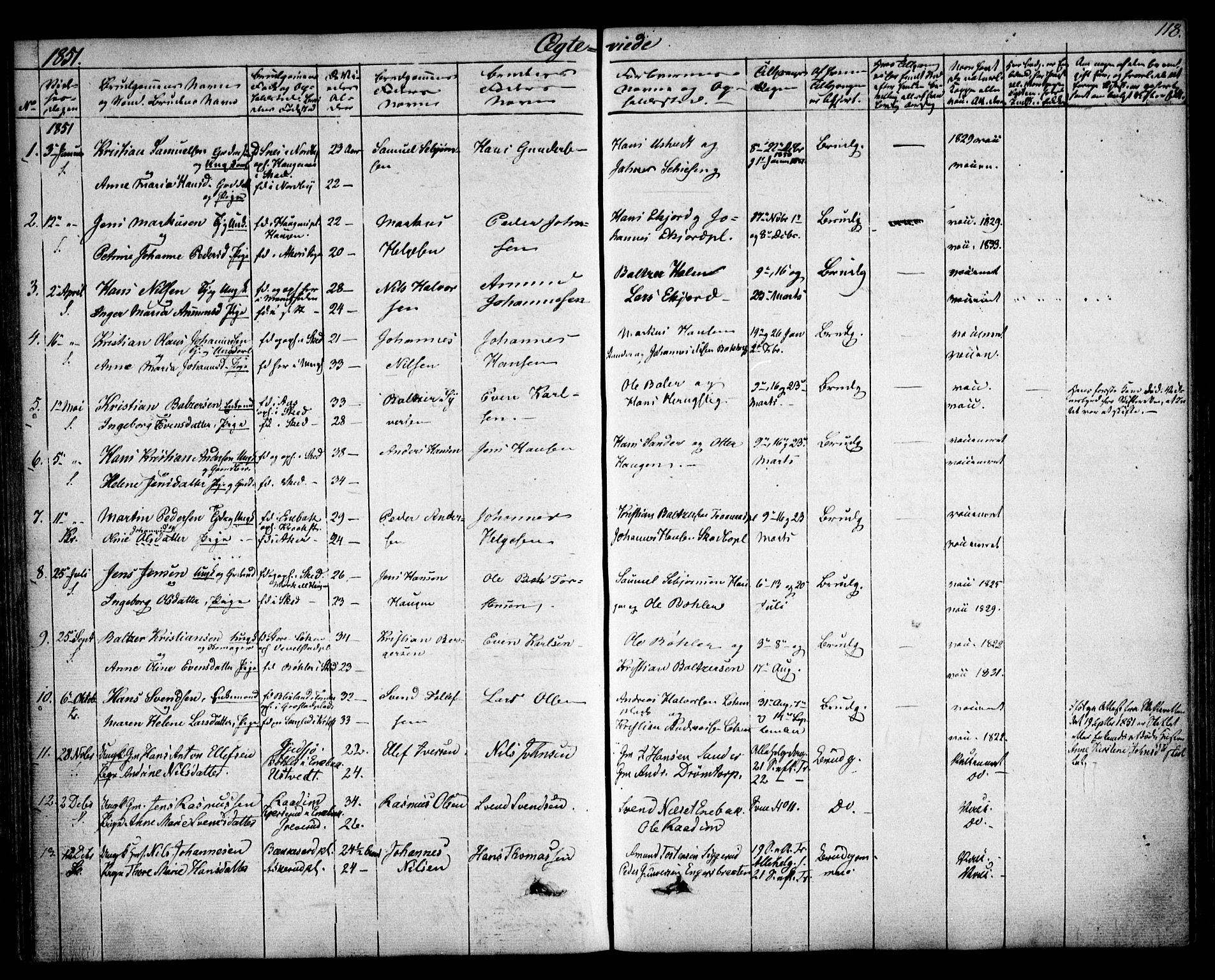 Kråkstad prestekontor Kirkebøker, SAO/A-10125a/F/Fa/L0006: Parish register (official) no. I 6, 1848-1857, p. 118