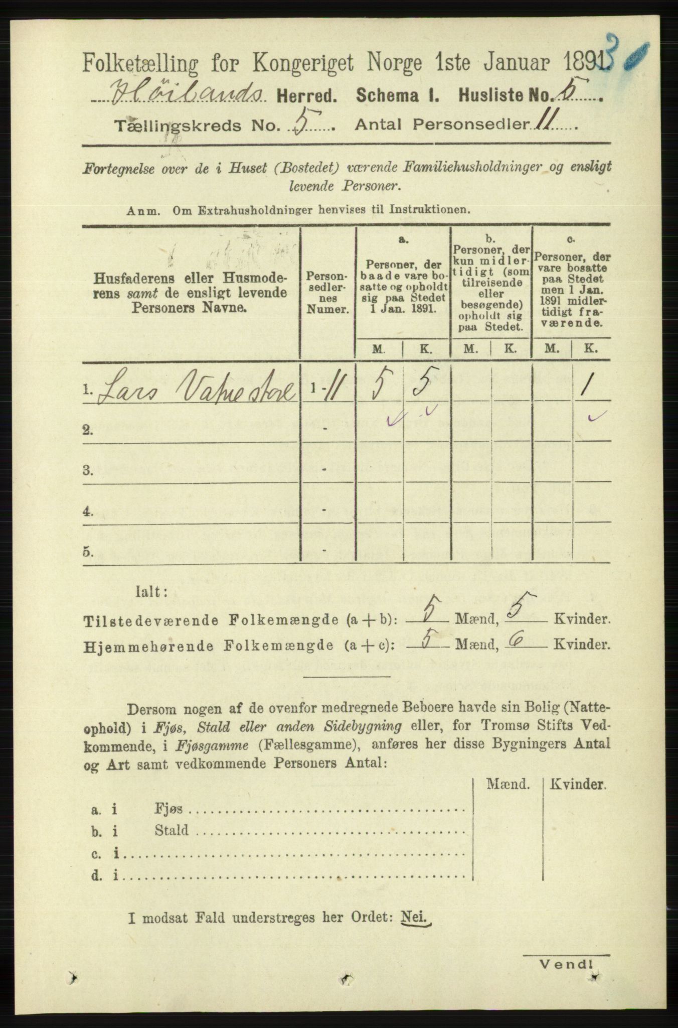 RA, 1891 census for 1123 Høyland, 1891, p. 1470