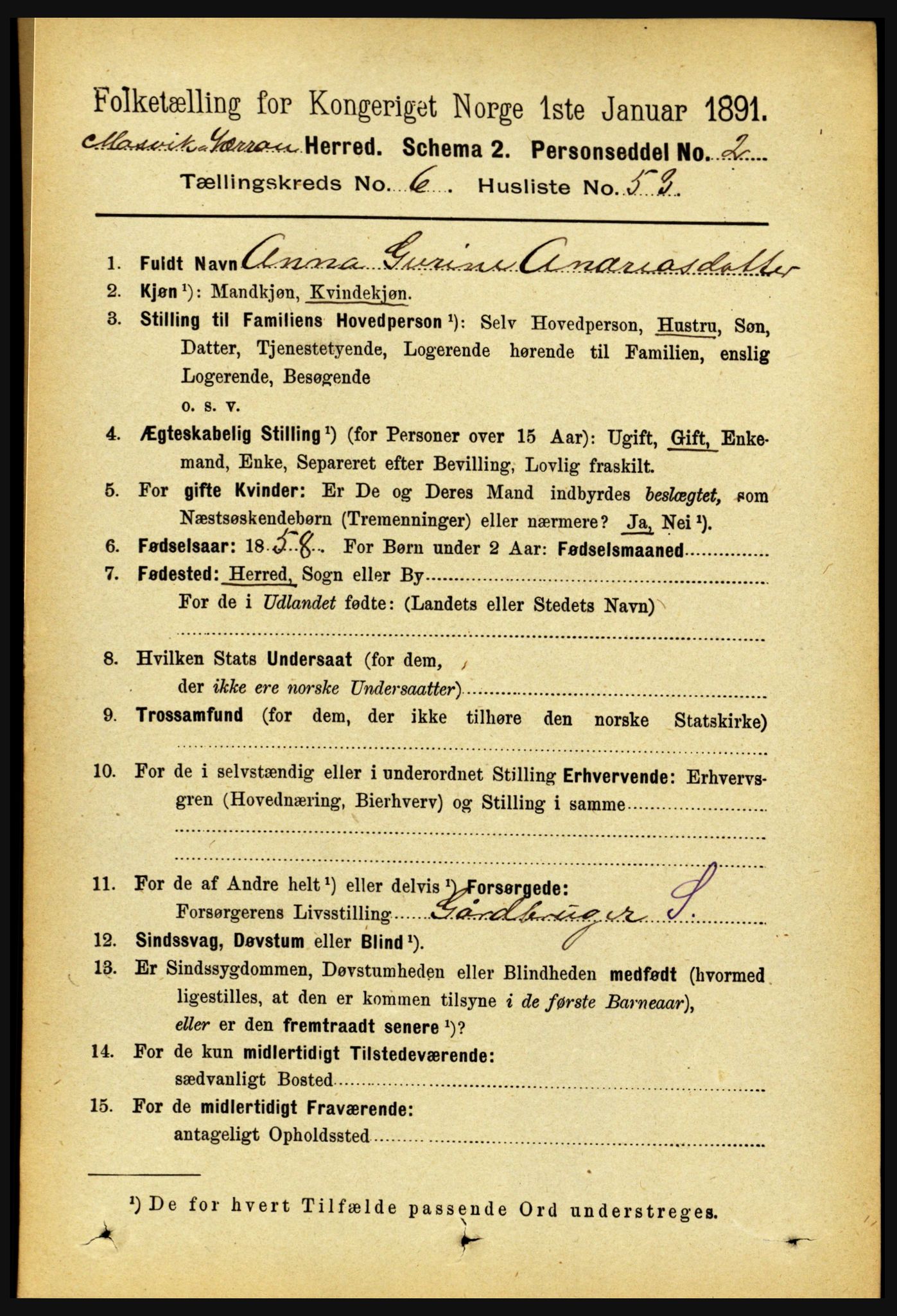 RA, 1891 census for 1723 Mosvik og Verran, 1891, p. 2833