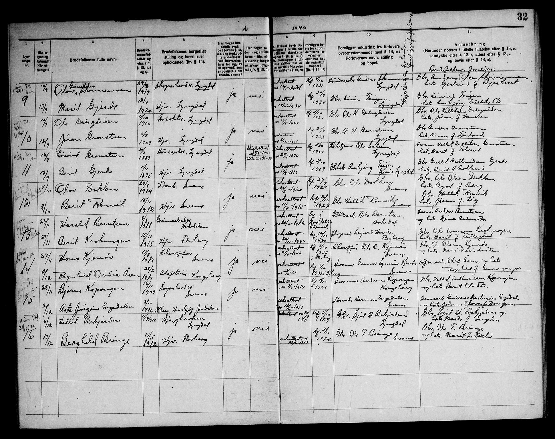 Flesberg kirkebøker, AV/SAKO-A-18/H/Ha/L0001: Banns register no. 1, 1919-1969, p. 32