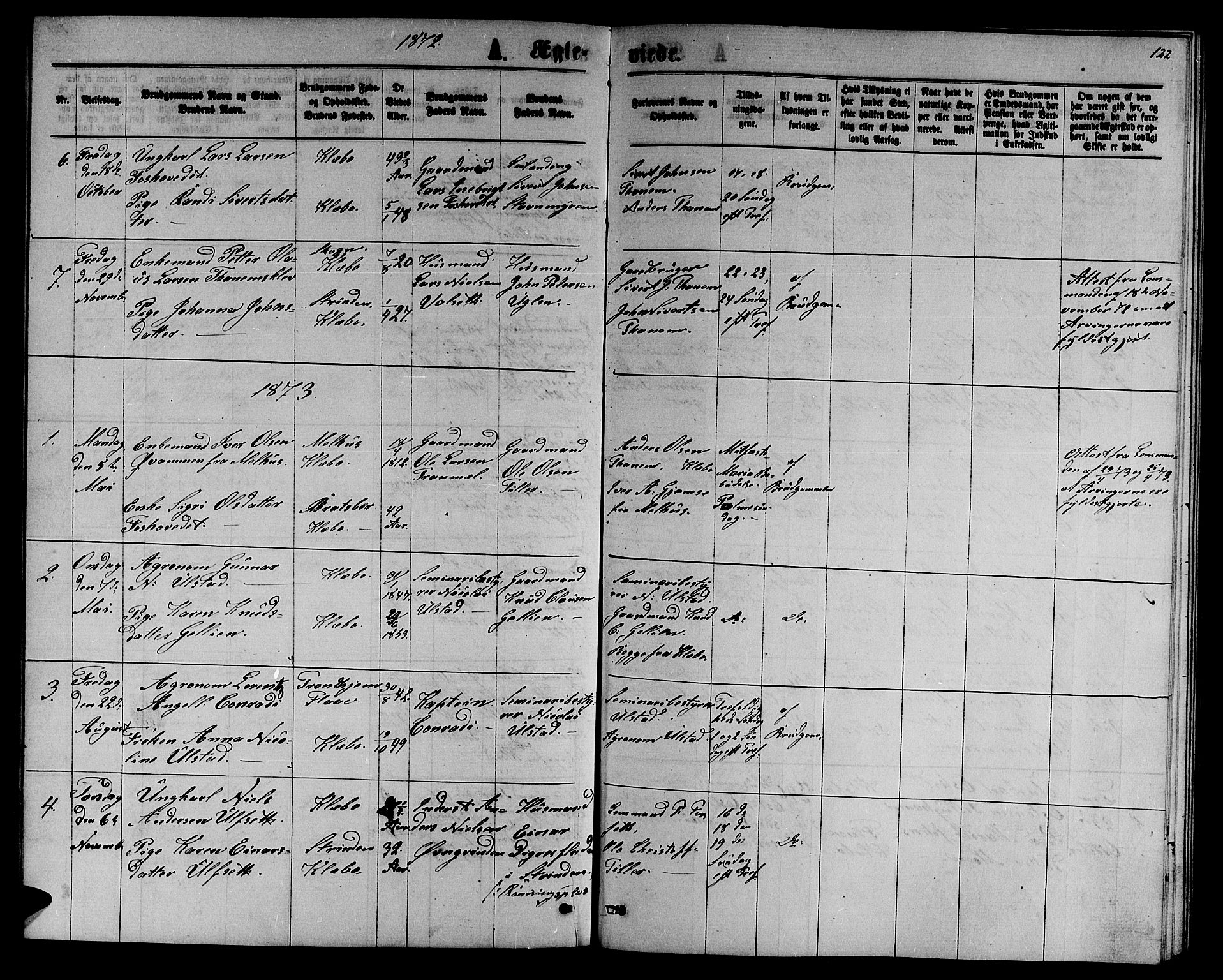 Ministerialprotokoller, klokkerbøker og fødselsregistre - Sør-Trøndelag, SAT/A-1456/618/L0451: Parish register (copy) no. 618C02, 1865-1883, p. 122