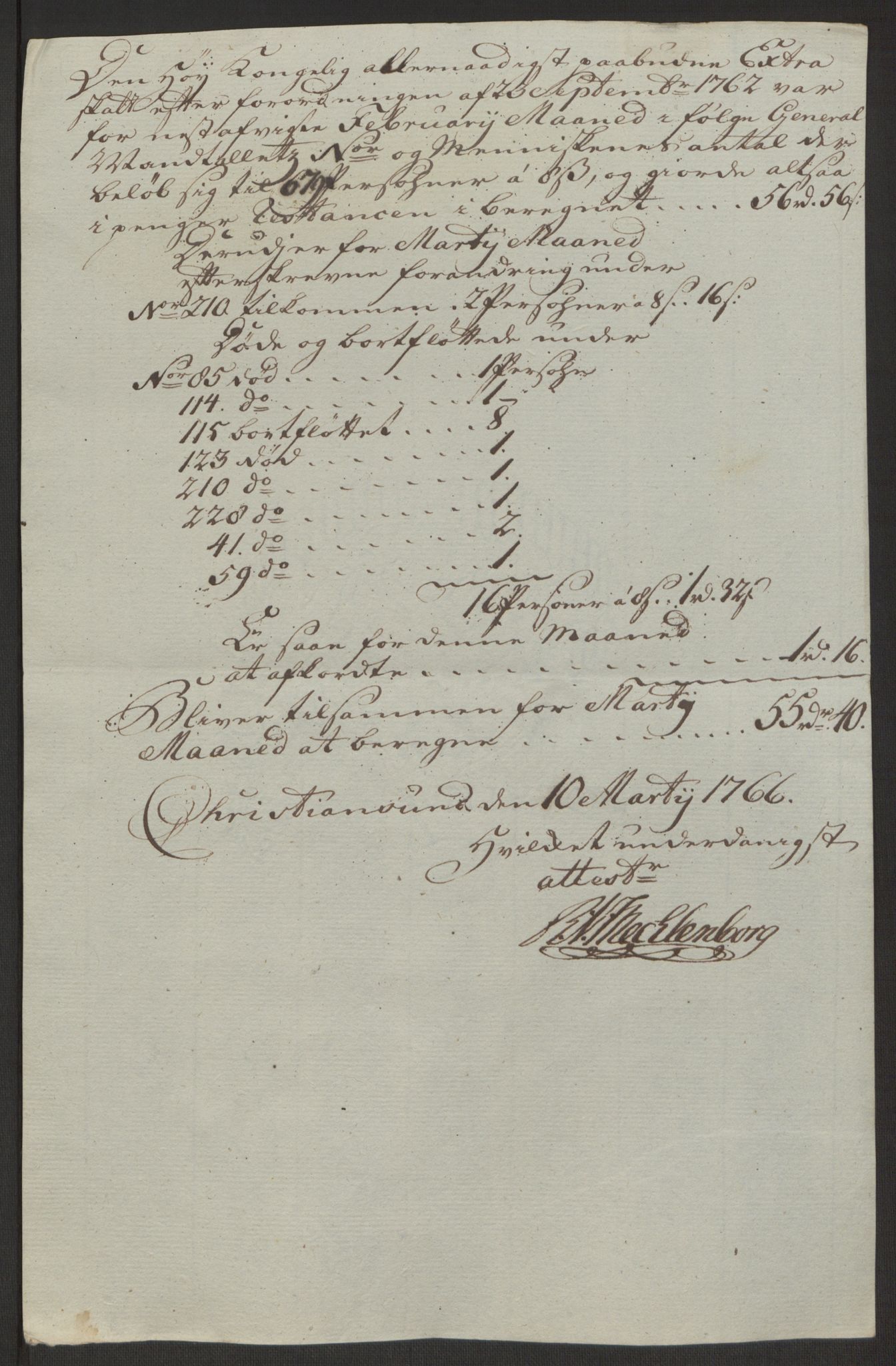 Rentekammeret inntil 1814, Reviderte regnskaper, Byregnskaper, AV/RA-EA-4066/R/Rr/L0495/0004: [R1] Kontribusjonsregnskap / Ekstraskatt, 1762-1772, p. 120