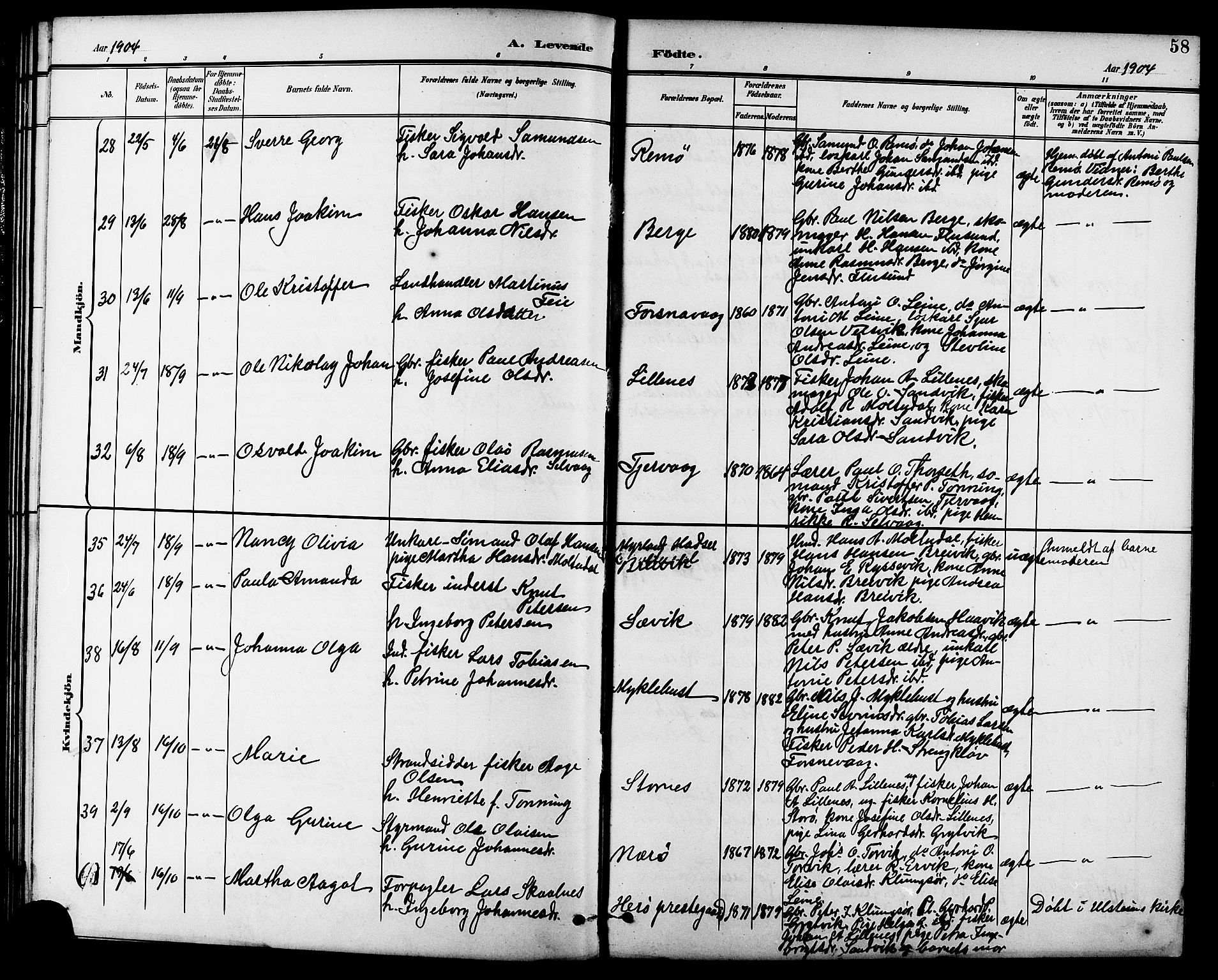 Ministerialprotokoller, klokkerbøker og fødselsregistre - Møre og Romsdal, AV/SAT-A-1454/507/L0082: Parish register (copy) no. 507C05, 1896-1914, p. 58