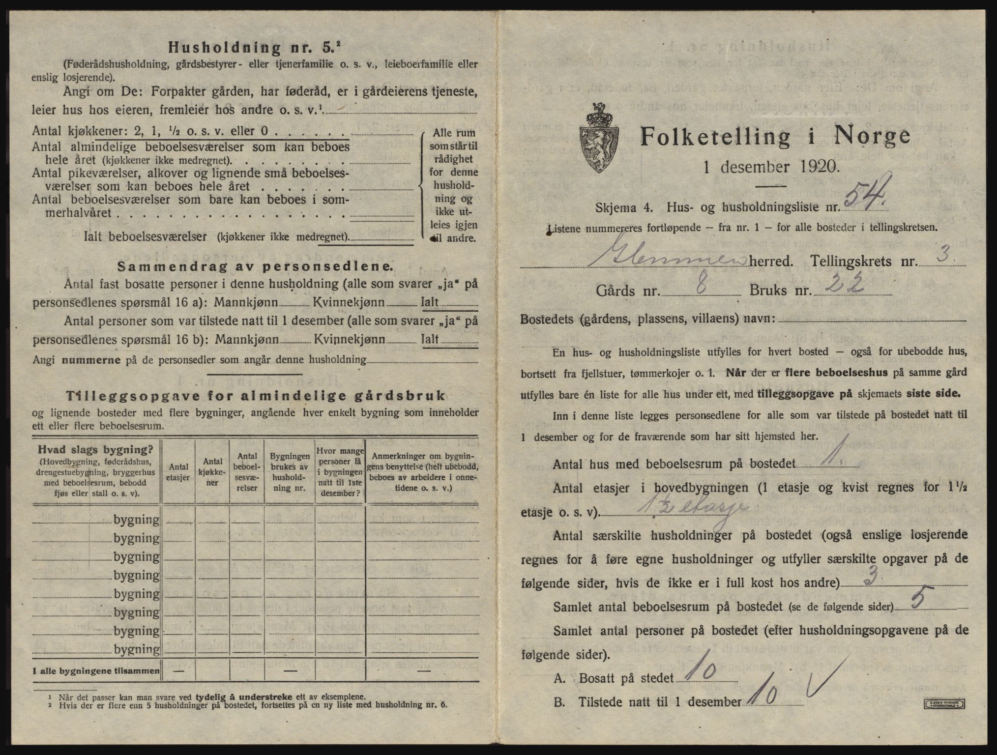 SAO, 1920 census for Glemmen, 1920, p. 557