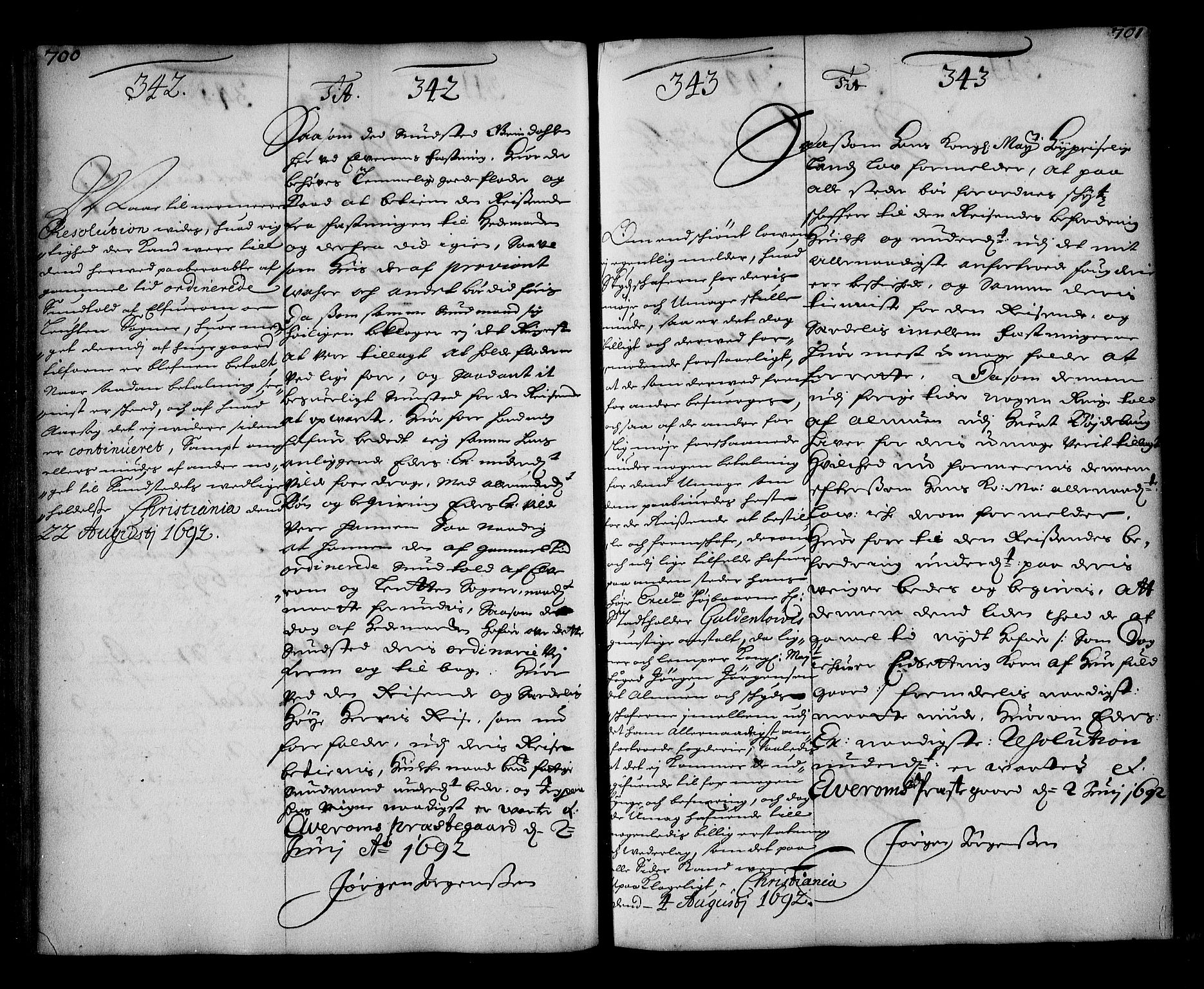 Stattholderembetet 1572-1771, RA/EA-2870/Ae/L0009: Supplikasjons- og resolusjonsprotokoll, 1691-1692, p. 700-701