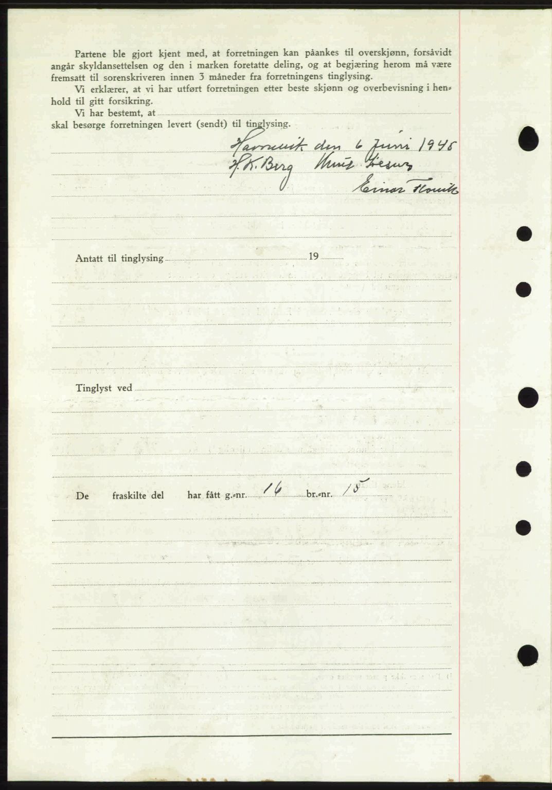 Romsdal sorenskriveri, SAT/A-4149/1/2/2C: Mortgage book no. A19, 1946-1946, Diary no: : 309/1946