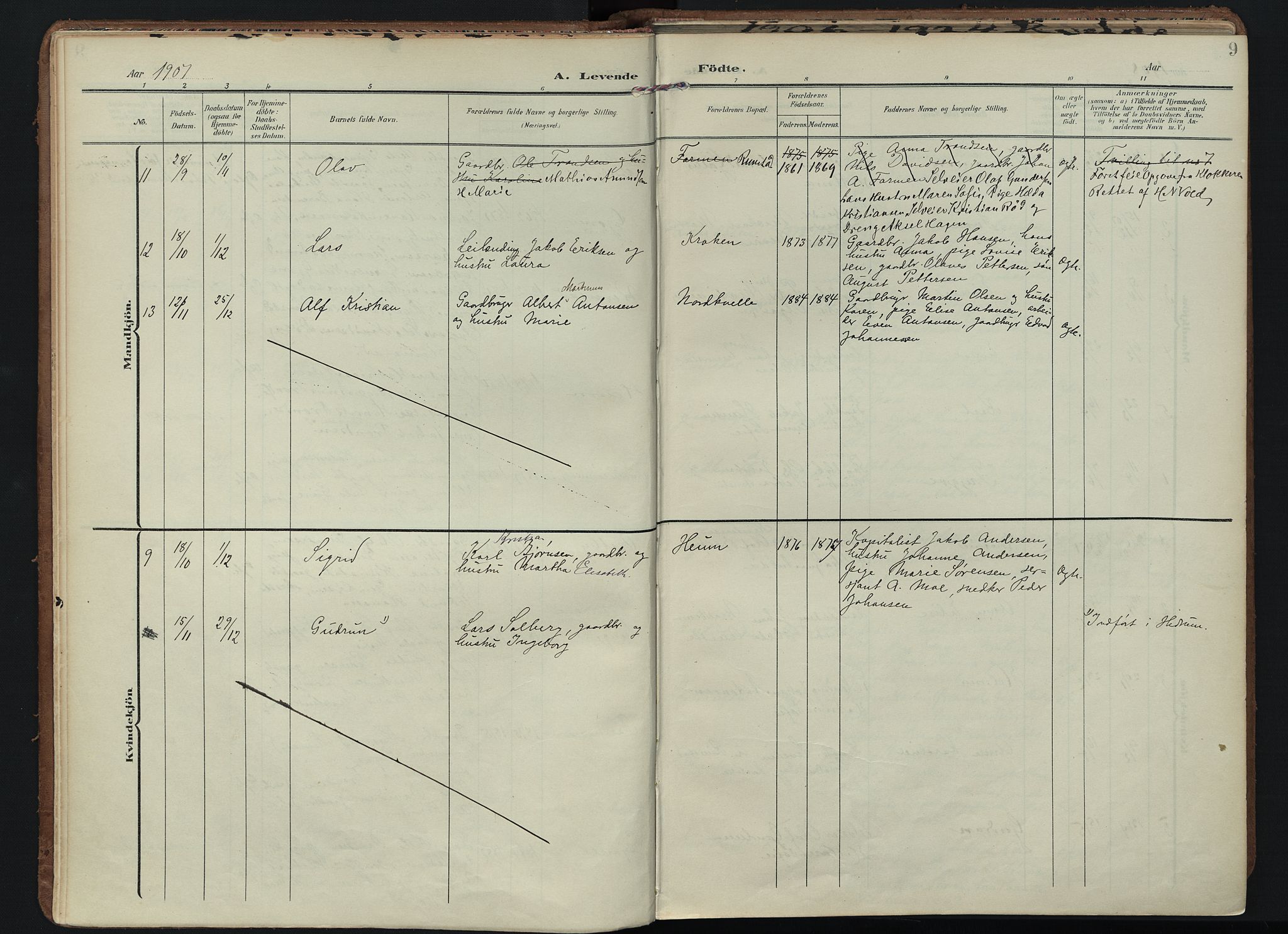 Hedrum kirkebøker, AV/SAKO-A-344/F/Fb/L0002: Parish register (official) no. II 2, 1906-1924, p. 9