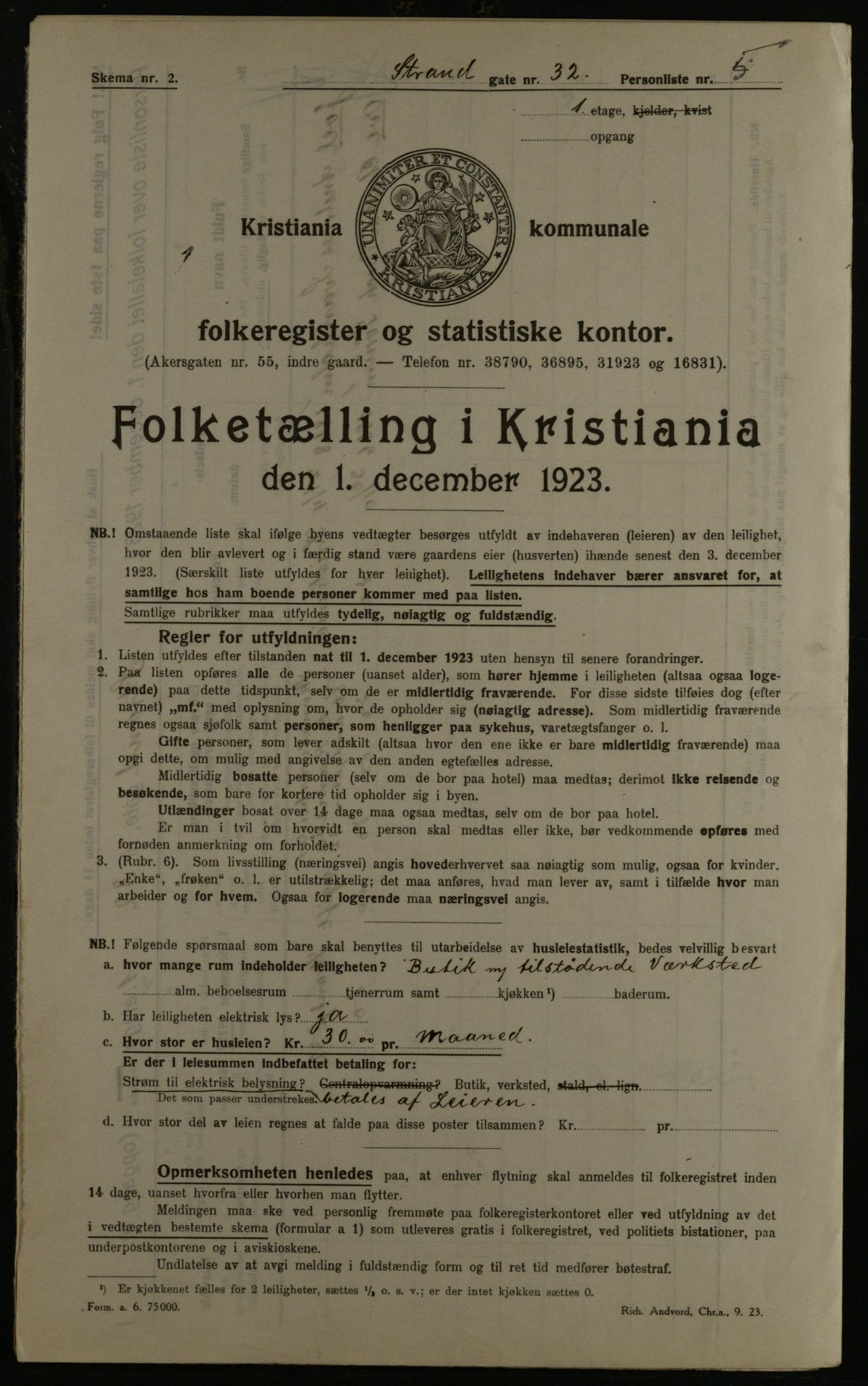 OBA, Municipal Census 1923 for Kristiania, 1923, p. 115094