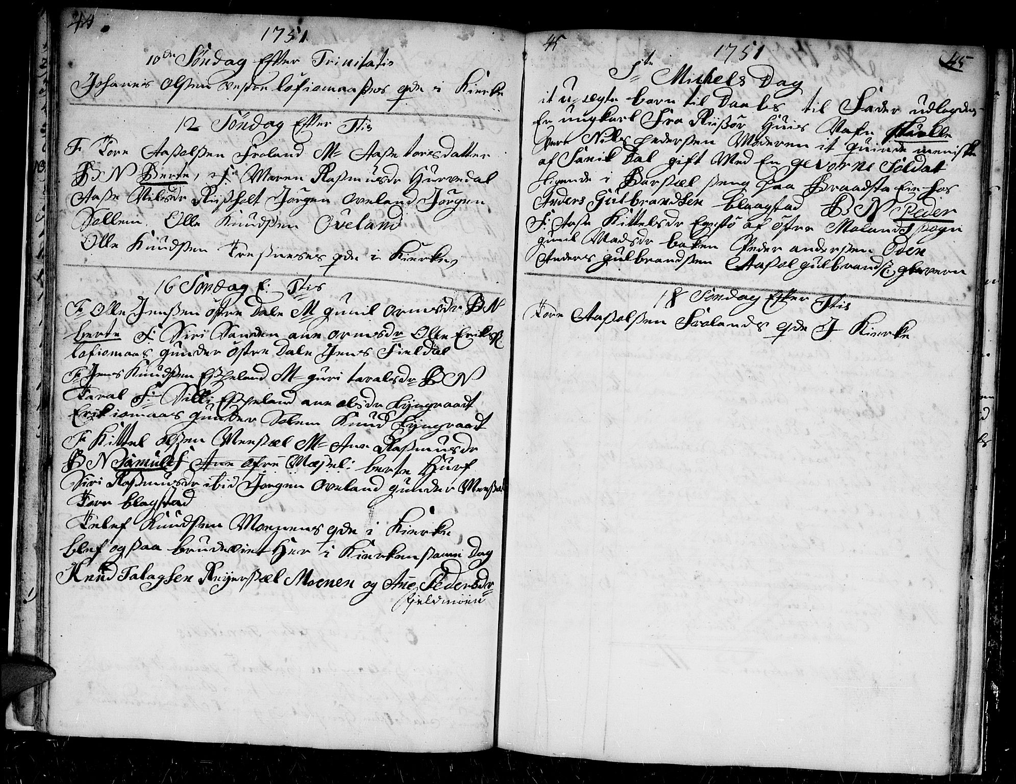 Froland sokneprestkontor, AV/SAK-1111-0013/F/Fb/L0002: Parish register (copy) no. B 2, 1747-1759, p. 44-45