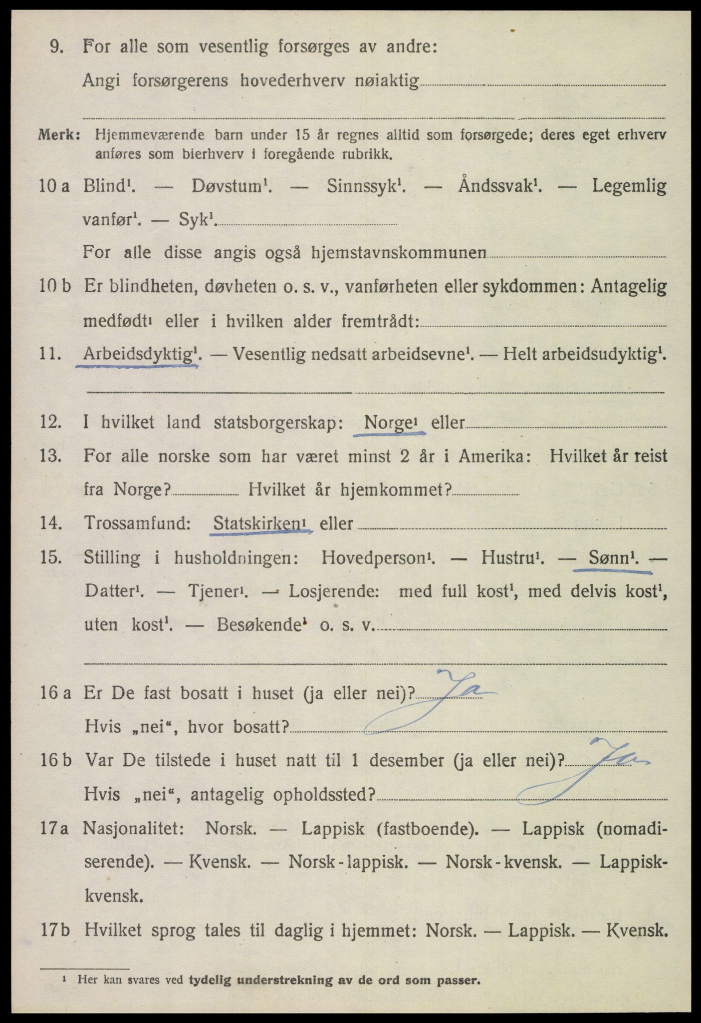 SAT, 1920 census for Verdal, 1920, p. 13254