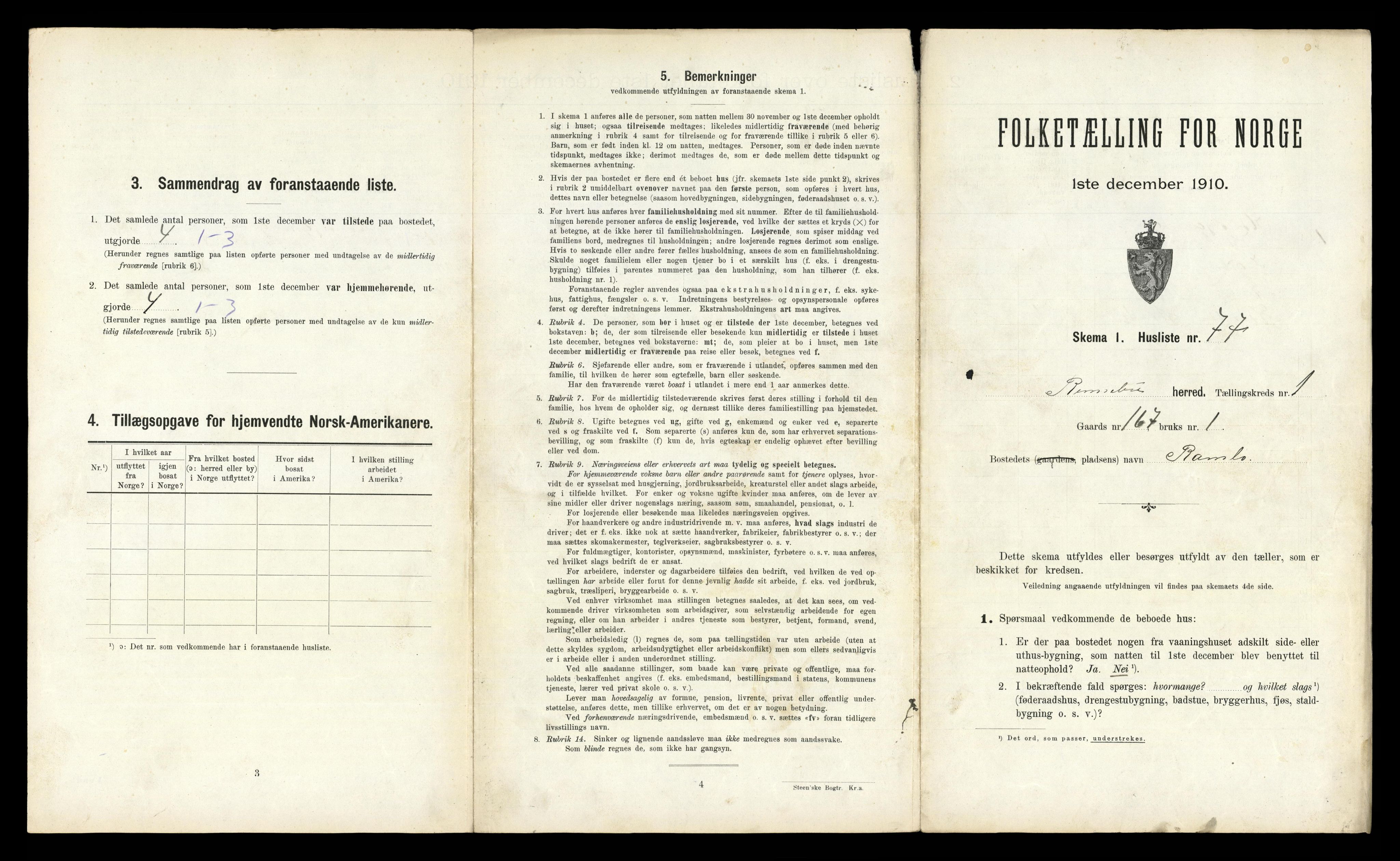 RA, 1910 census for Rennebu, 1910, p. 176