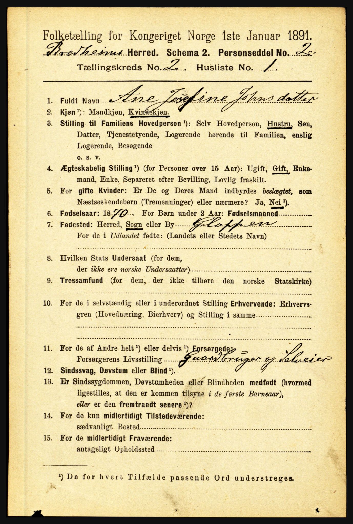 RA, 1891 census for 1446 Breim, 1891, p. 372