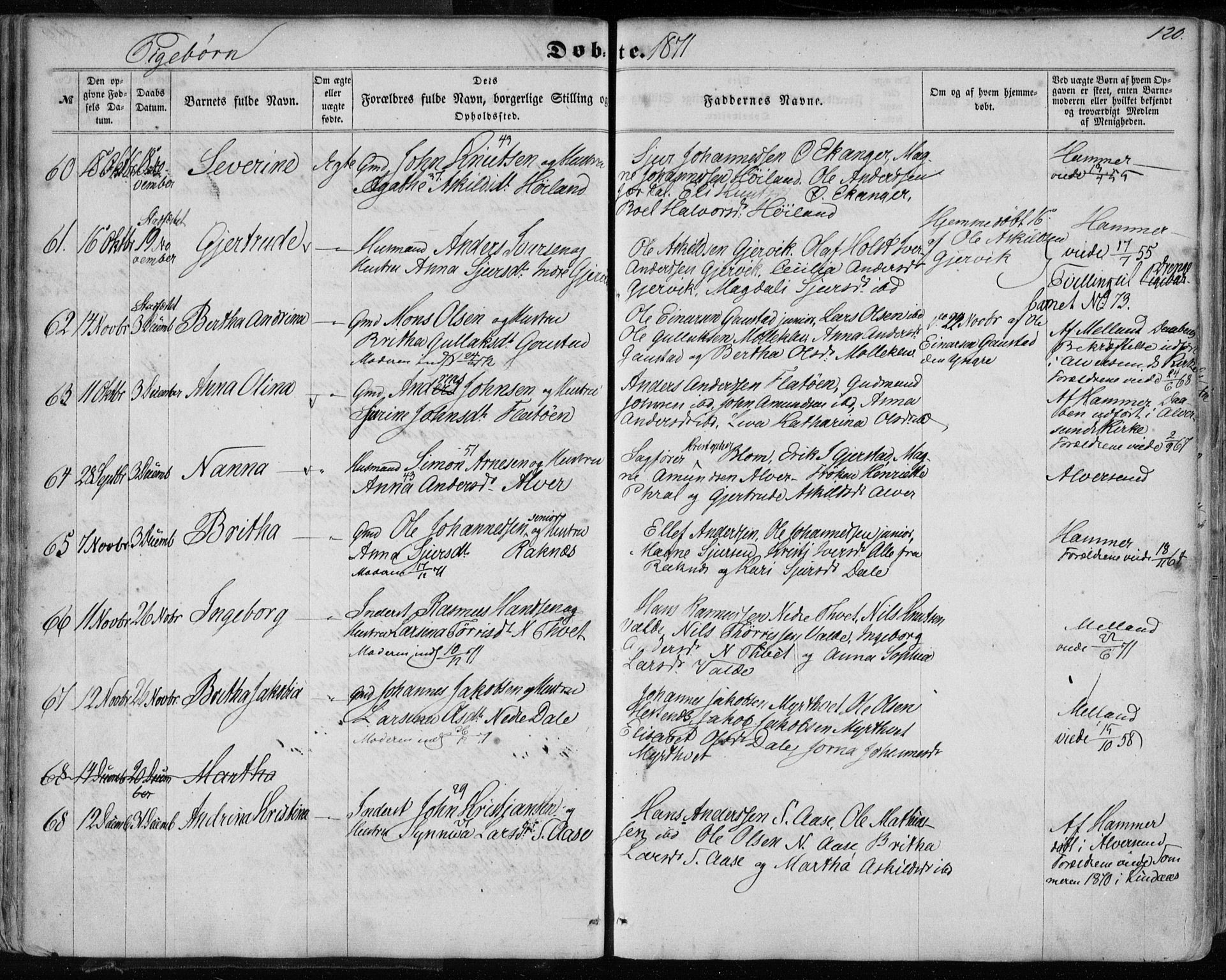 Hamre sokneprestembete, AV/SAB-A-75501/H/Ha/Haa/Haaa/L0014: Parish register (official) no. A 14, 1858-1872, p. 120