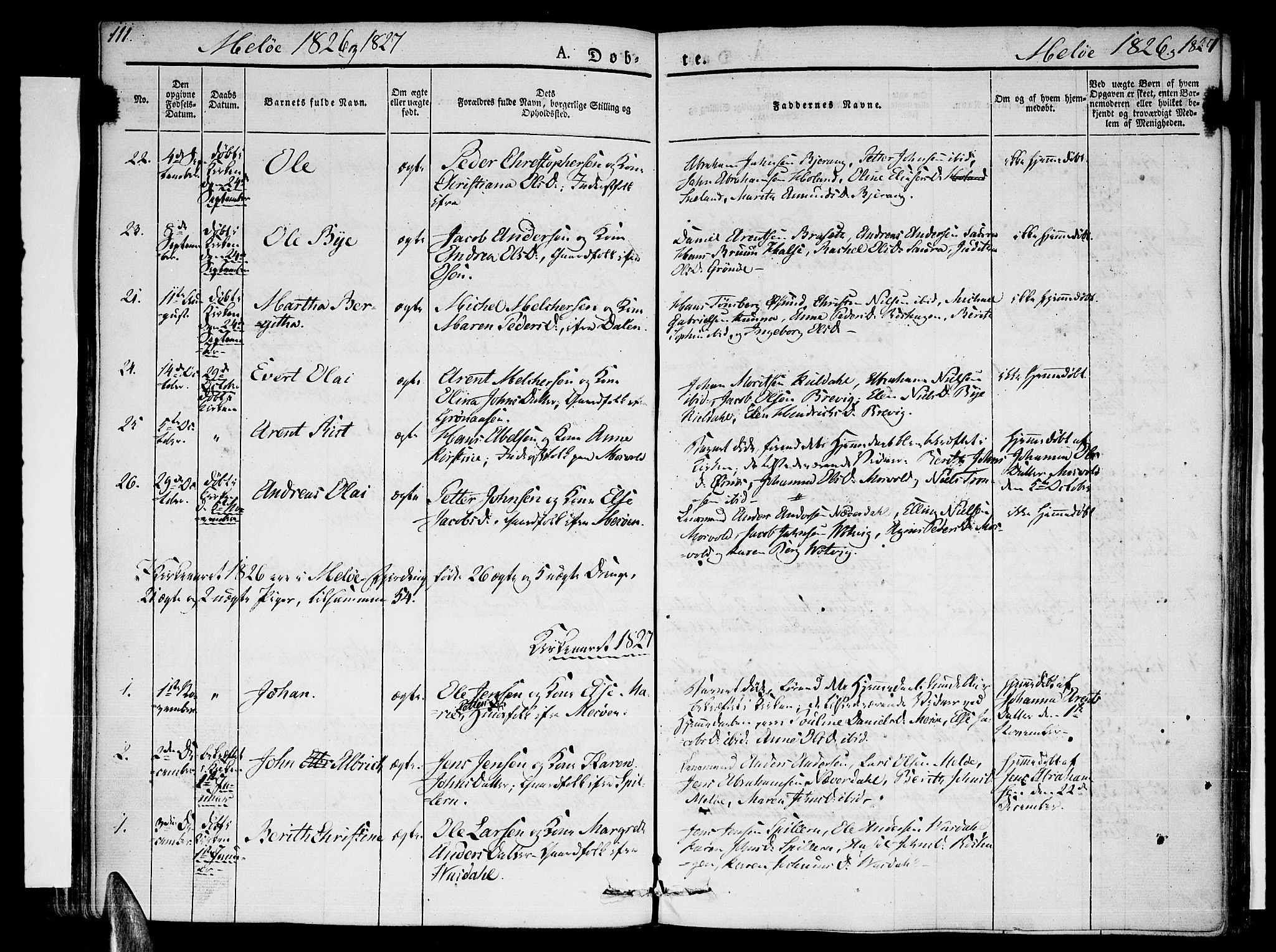 Ministerialprotokoller, klokkerbøker og fødselsregistre - Nordland, AV/SAT-A-1459/841/L0598: Parish register (official) no. 841A06 /2, 1825-1844, p. 111