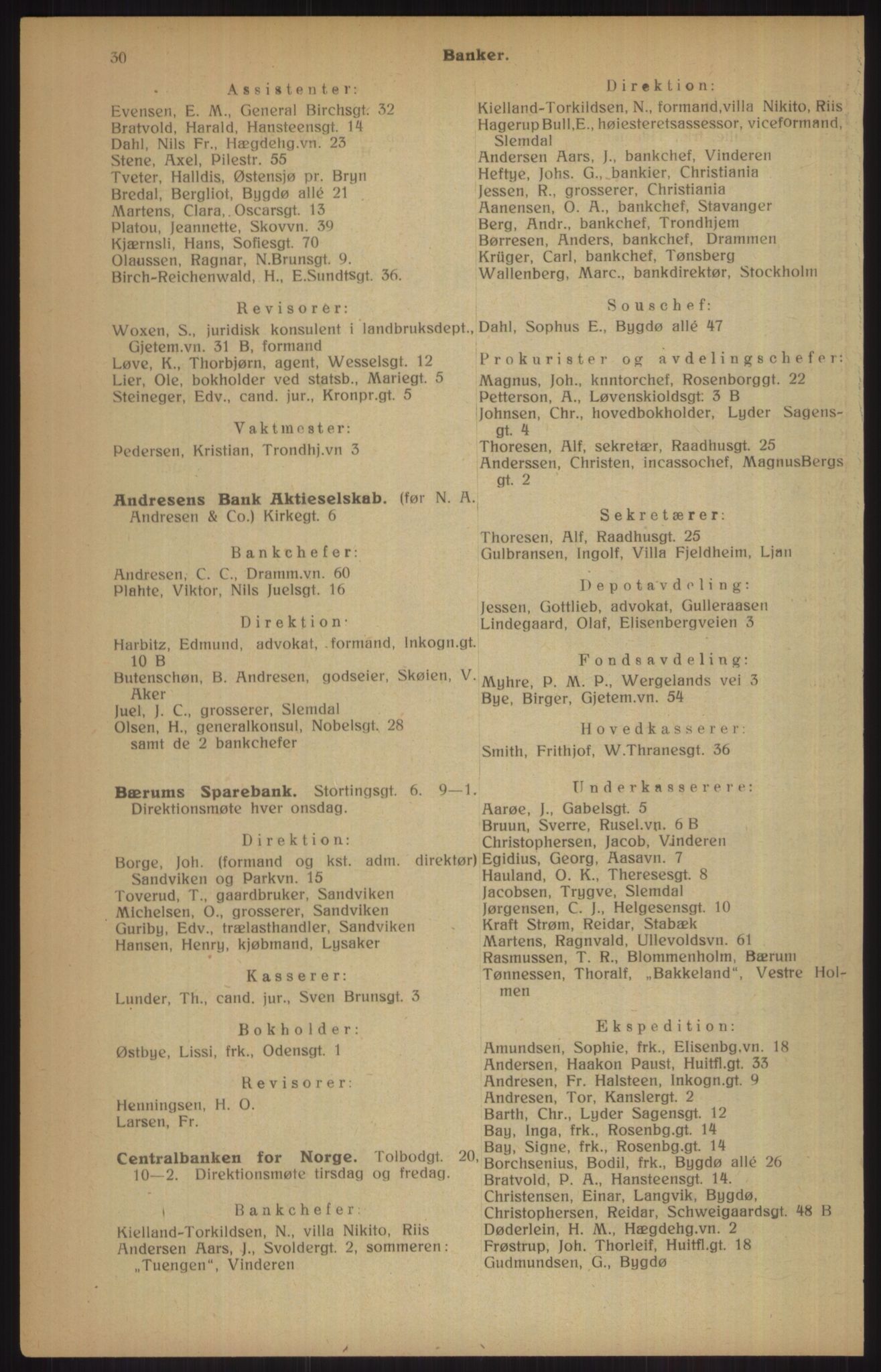 Kristiania/Oslo adressebok, PUBL/-, 1915, p. 30
