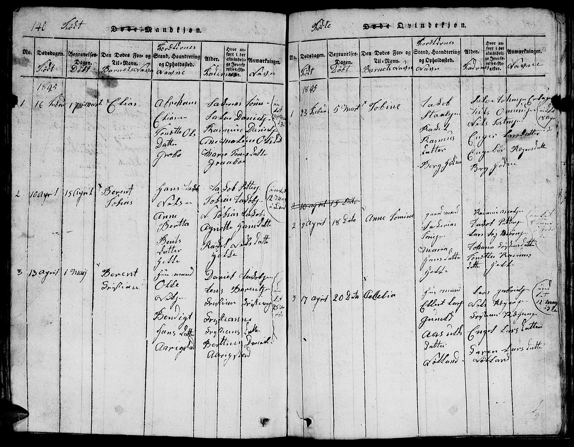 Herad sokneprestkontor, AV/SAK-1111-0018/F/Fb/Fbb/L0001: Parish register (copy) no. B 1, 1815-1852, p. 140