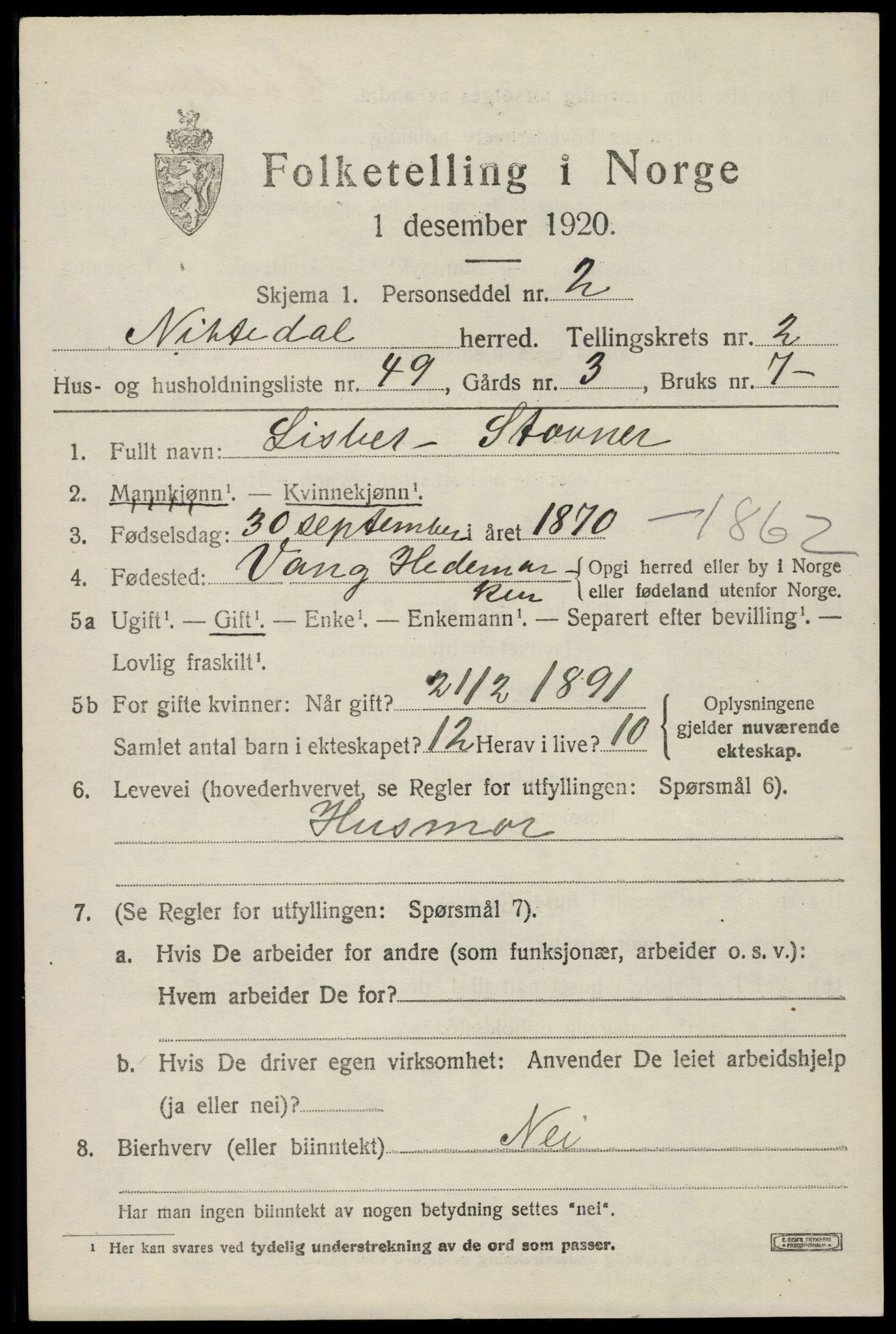 SAO, 1920 census for Nittedal, 1920, p. 2446