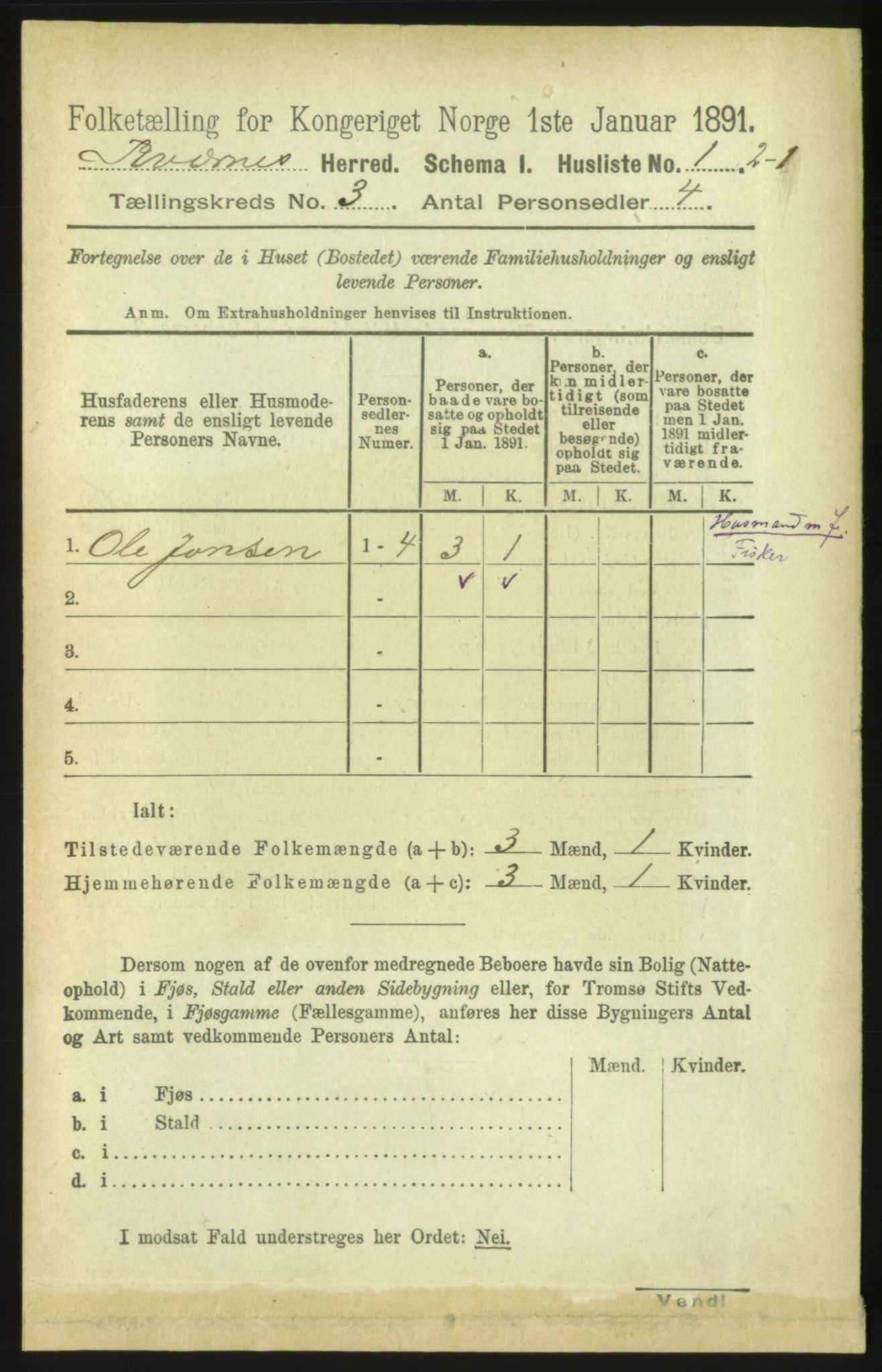 RA, 1891 census for 1553 Kvernes, 1891, p. 944