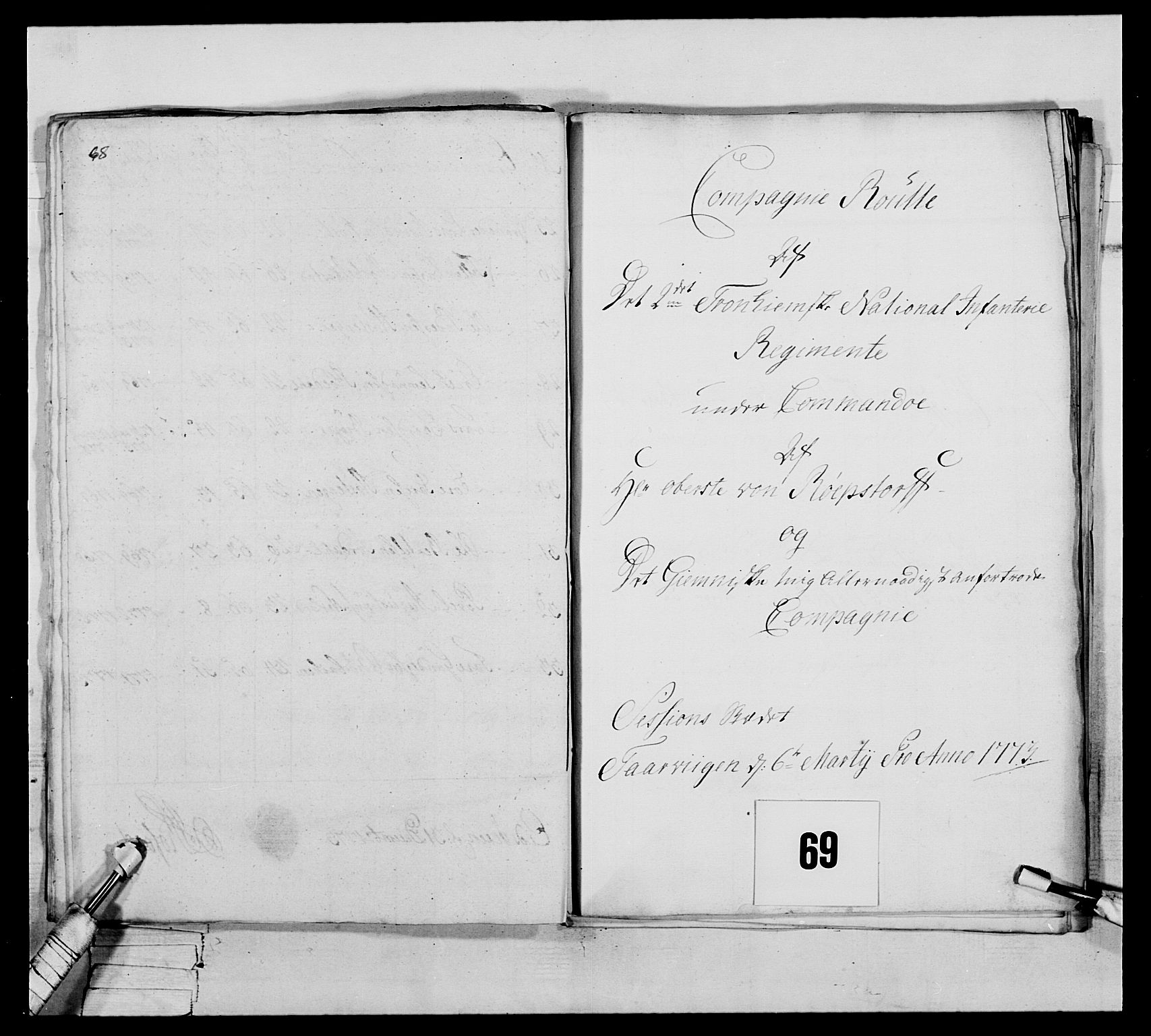 Generalitets- og kommissariatskollegiet, Det kongelige norske kommissariatskollegium, RA/EA-5420/E/Eh/L0076: 2. Trondheimske nasjonale infanteriregiment, 1766-1773, p. 283