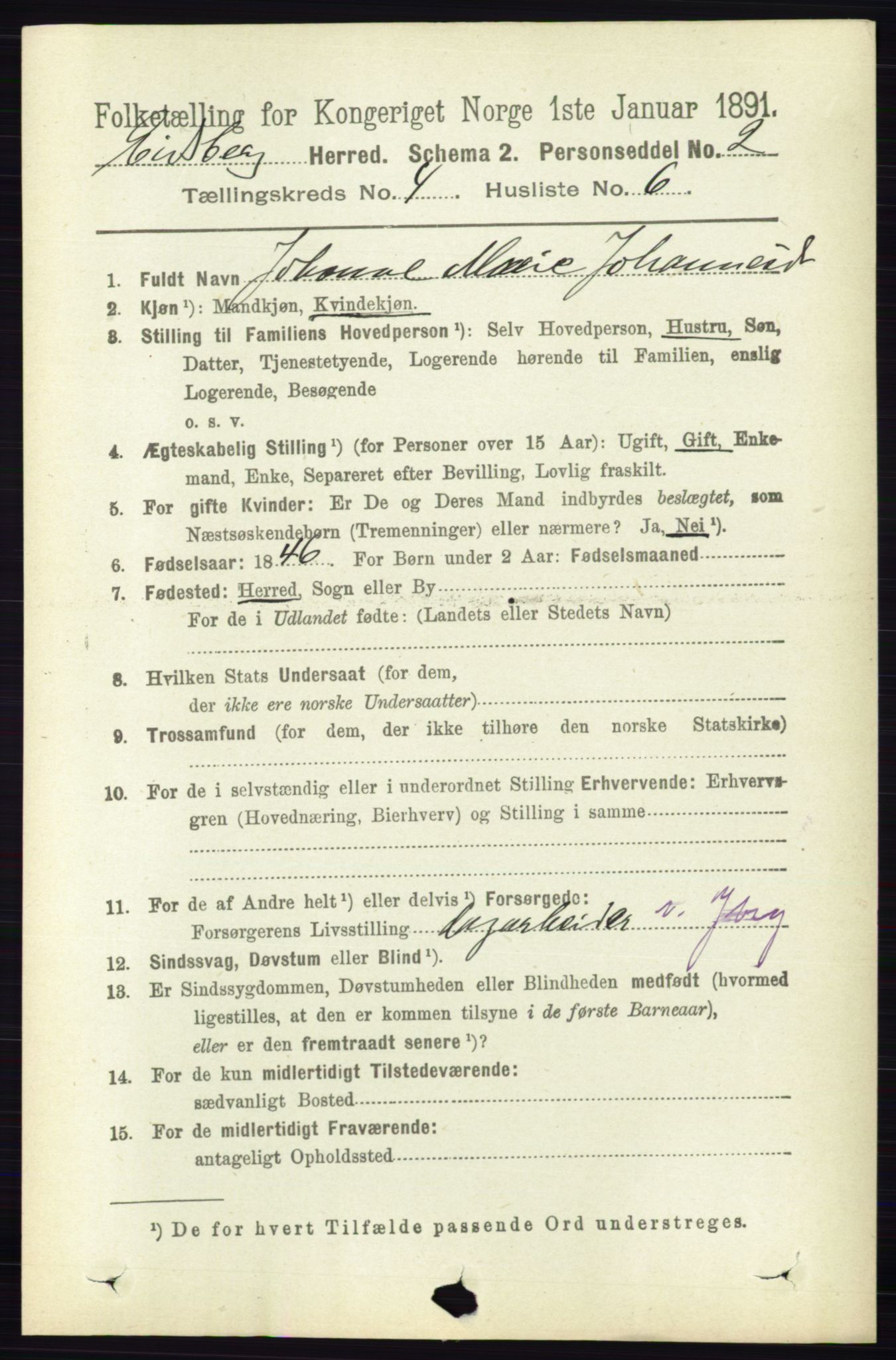 RA, 1891 census for 0125 Eidsberg, 1891, p. 2410