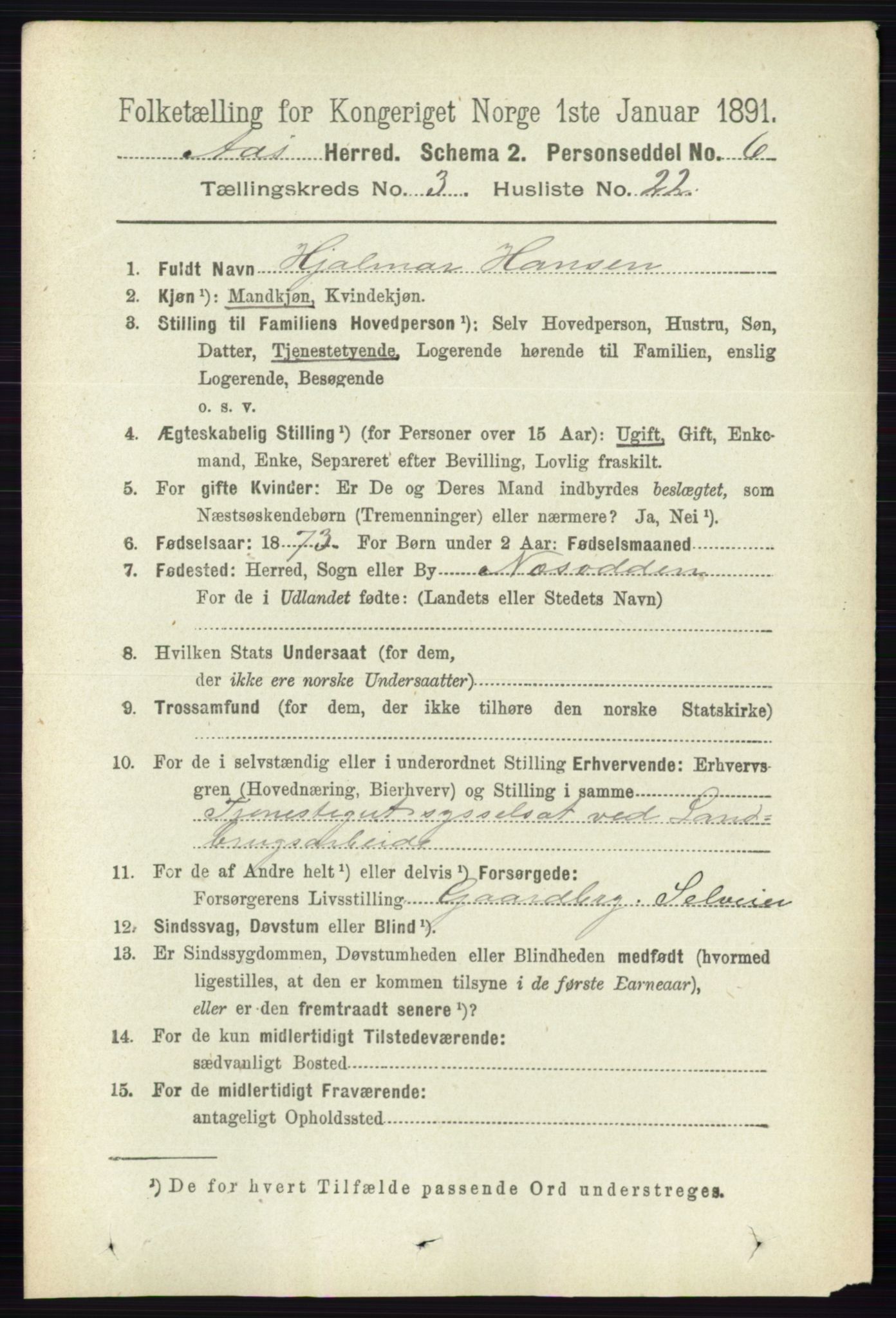 RA, 1891 census for 0214 Ås, 1891, p. 2268
