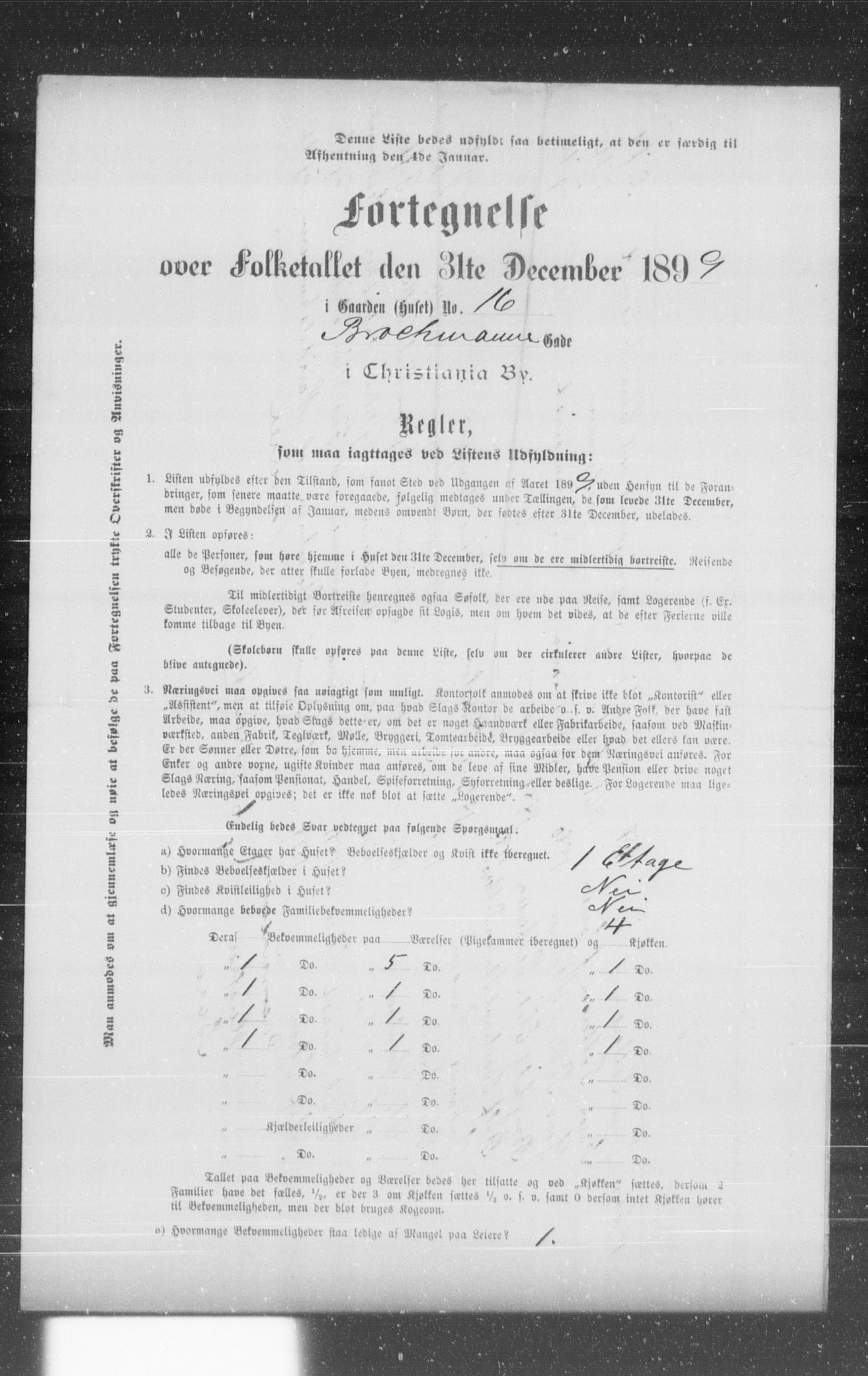 OBA, Municipal Census 1899 for Kristiania, 1899, p. 1305