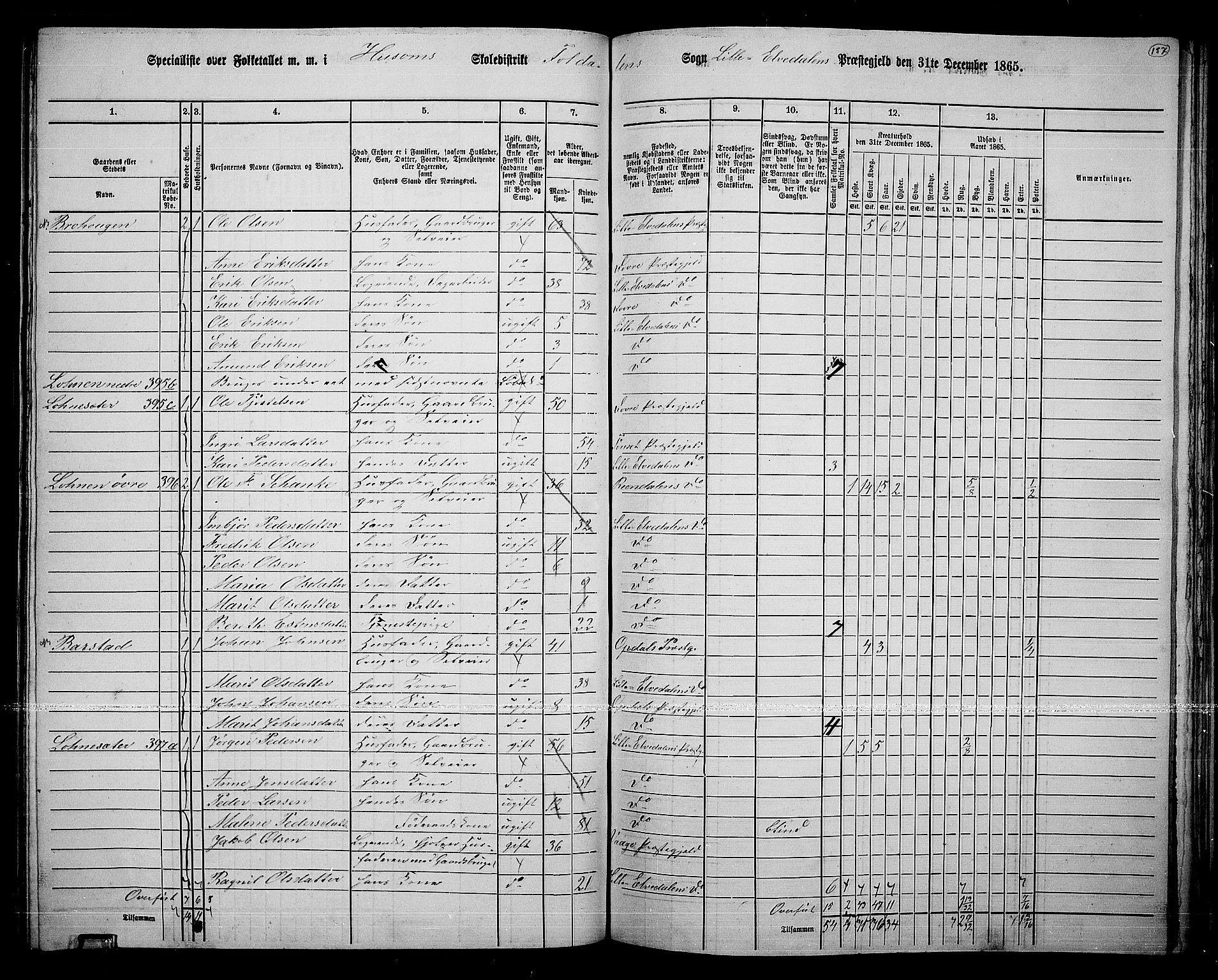 RA, 1865 census for Lille Elvedalen, 1865, p. 117