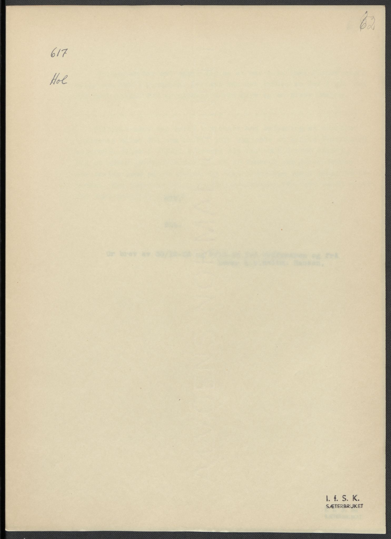 Instituttet for sammenlignende kulturforskning, RA/PA-0424/F/Fc/L0016/0003: Eske B16: / Nordland (perm XLVIII), 1932-1937, p. 62