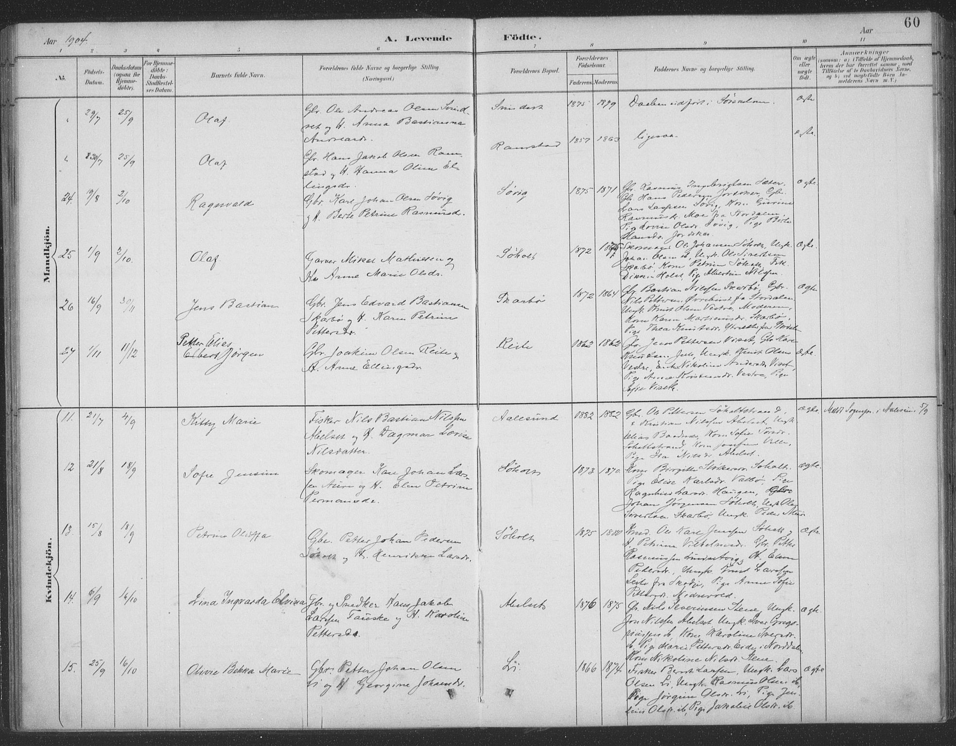 Ministerialprotokoller, klokkerbøker og fødselsregistre - Møre og Romsdal, SAT/A-1454/522/L0316: Parish register (official) no. 522A11, 1890-1911, p. 60