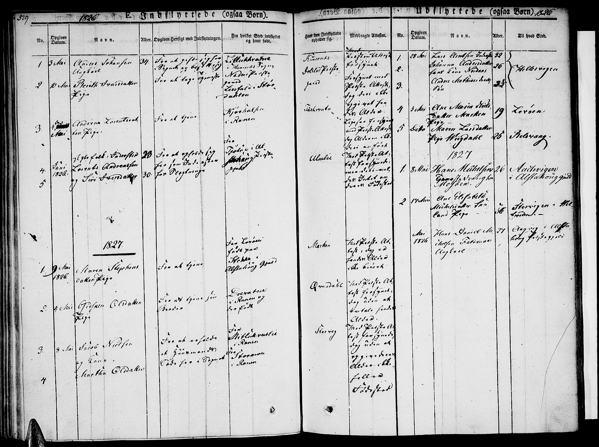 Ministerialprotokoller, klokkerbøker og fødselsregistre - Nordland, SAT/A-1459/820/L0290: Parish register (official) no. 820A11, 1826-1845, p. 529