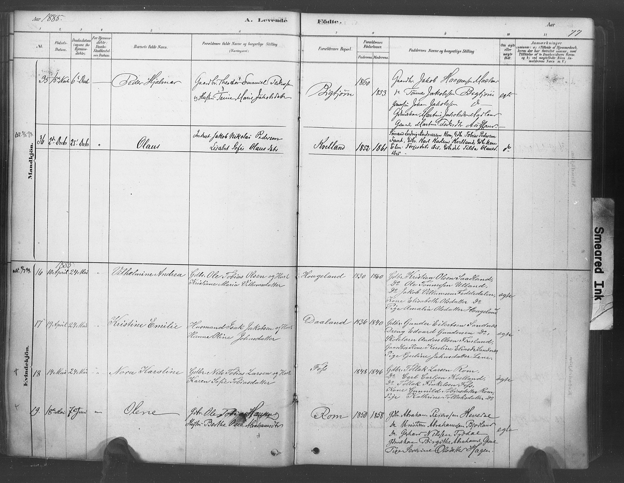 Lyngdal sokneprestkontor, AV/SAK-1111-0029/F/Fa/Fac/L0011: Parish register (official) no. A 11, 1878-1893, p. 77
