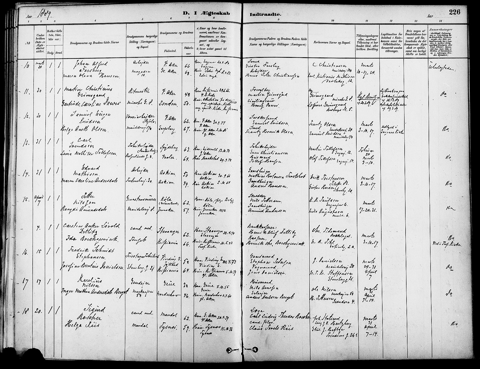 Gamle Aker prestekontor Kirkebøker, SAO/A-10617a/F/L0007: Parish register (official) no. 7, 1882-1890, p. 226