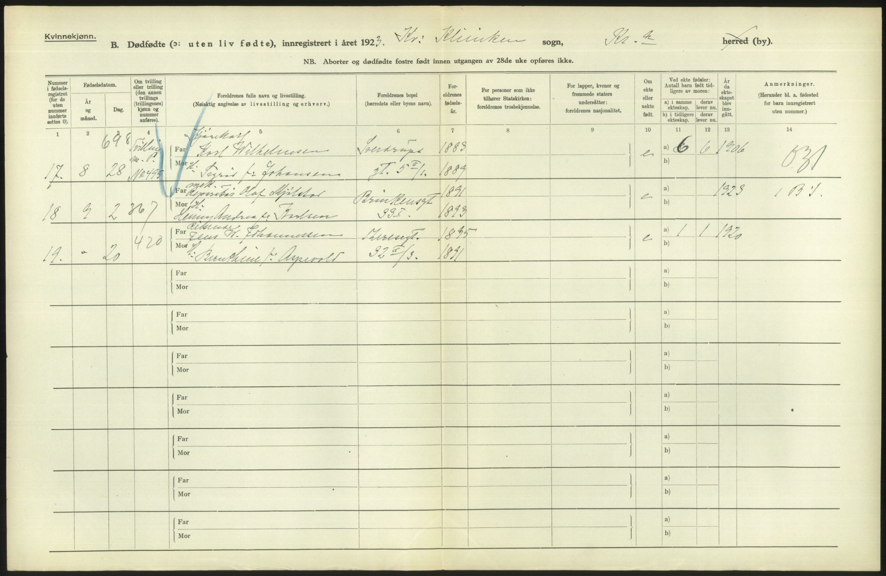 Statistisk sentralbyrå, Sosiodemografiske emner, Befolkning, RA/S-2228/D/Df/Dfc/Dfcc/L0010: Kristiania: Døde, dødfødte, 1923, p. 100