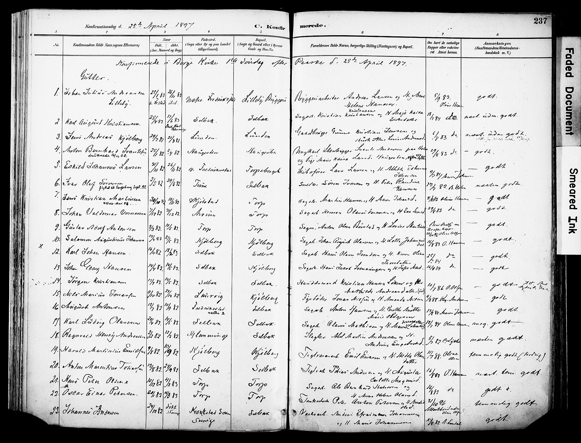 Borge prestekontor Kirkebøker, AV/SAO-A-10903/F/Fa/L0008: Parish register (official) no. I 8B, 1887-1902, p. 237