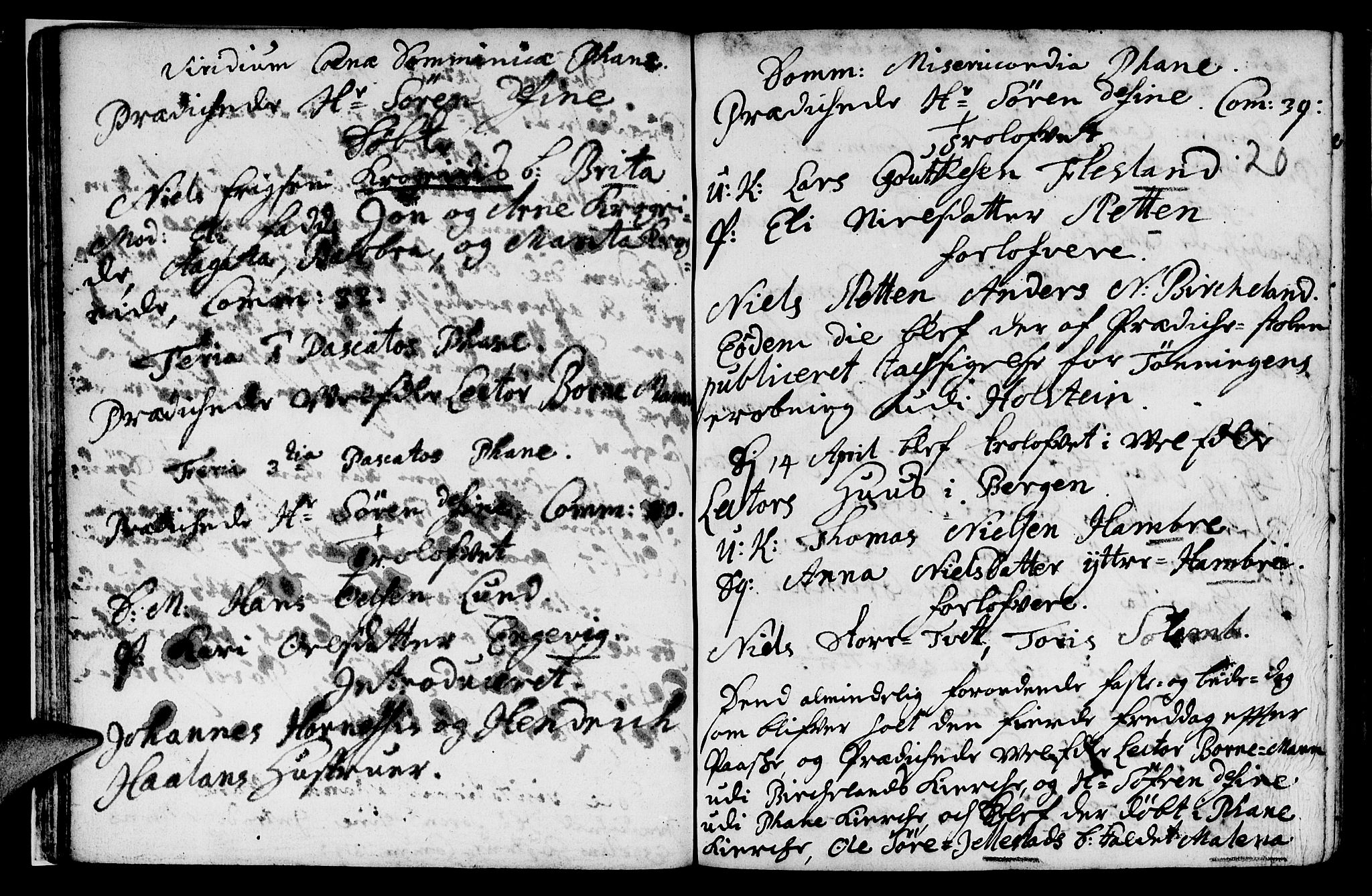 Fana Sokneprestembete, AV/SAB-A-75101/H/Haa/Haaa/L0001: Parish register (official) no. A 1, 1712-1719, p. 20