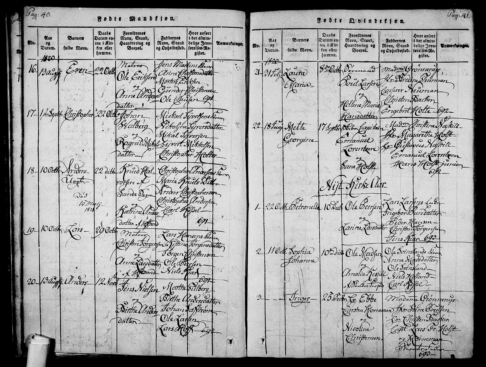Holmestrand kirkebøker, SAKO/A-346/F/Fa/L0001: Parish register (official) no. 1, 1814-1840, p. 40-41