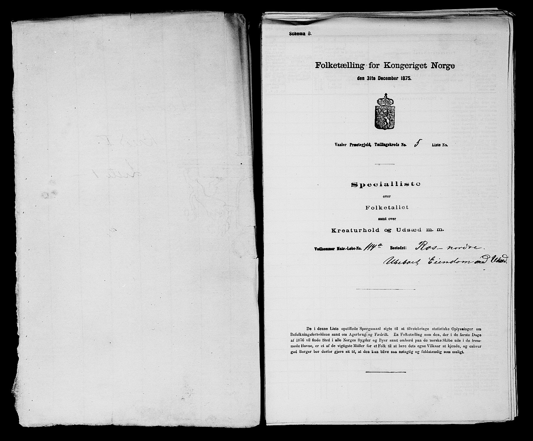 RA, 1875 census for 0137P Våler, 1875, p. 662