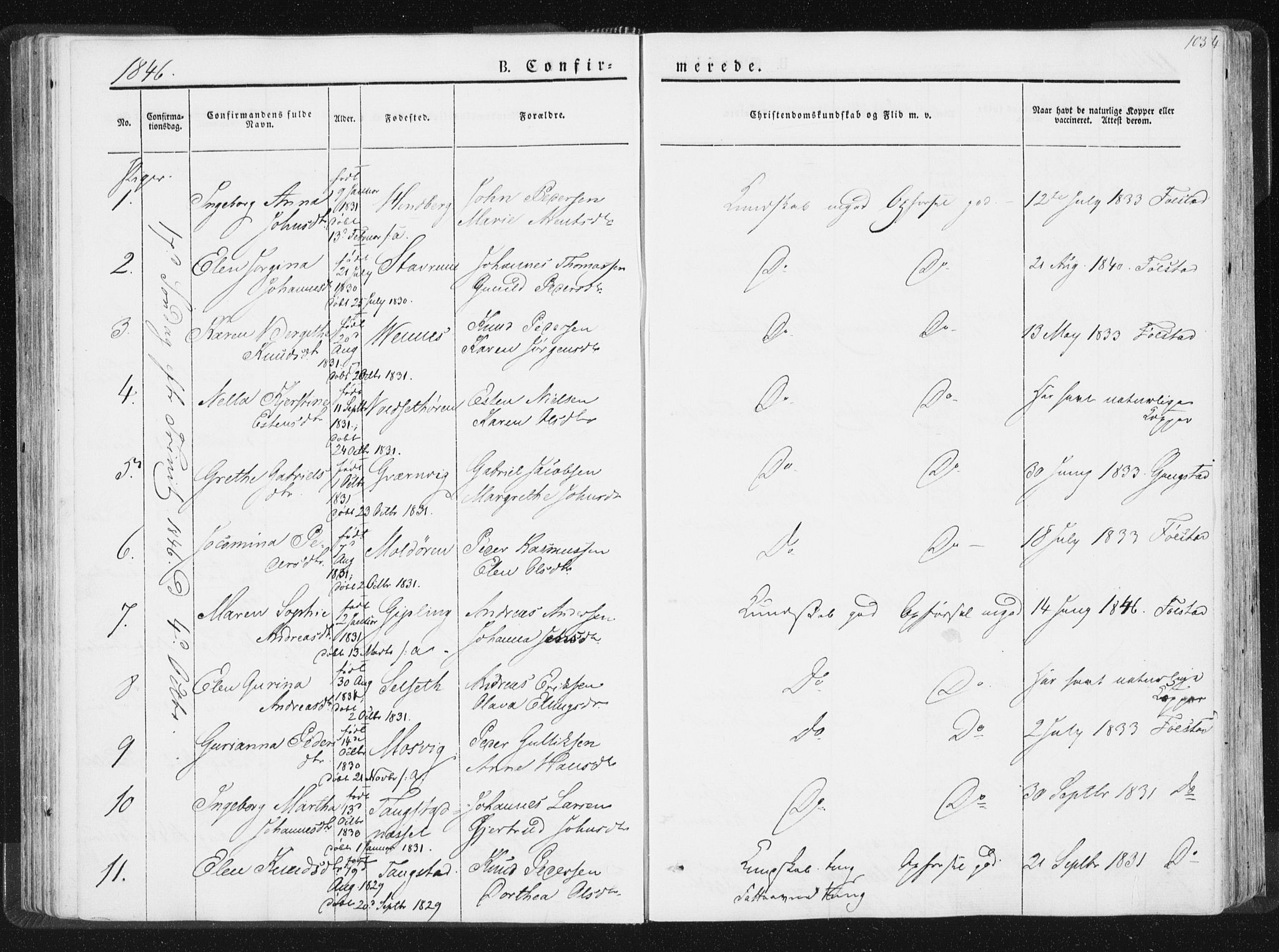 Ministerialprotokoller, klokkerbøker og fødselsregistre - Nord-Trøndelag, SAT/A-1458/744/L0418: Parish register (official) no. 744A02, 1843-1866, p. 103