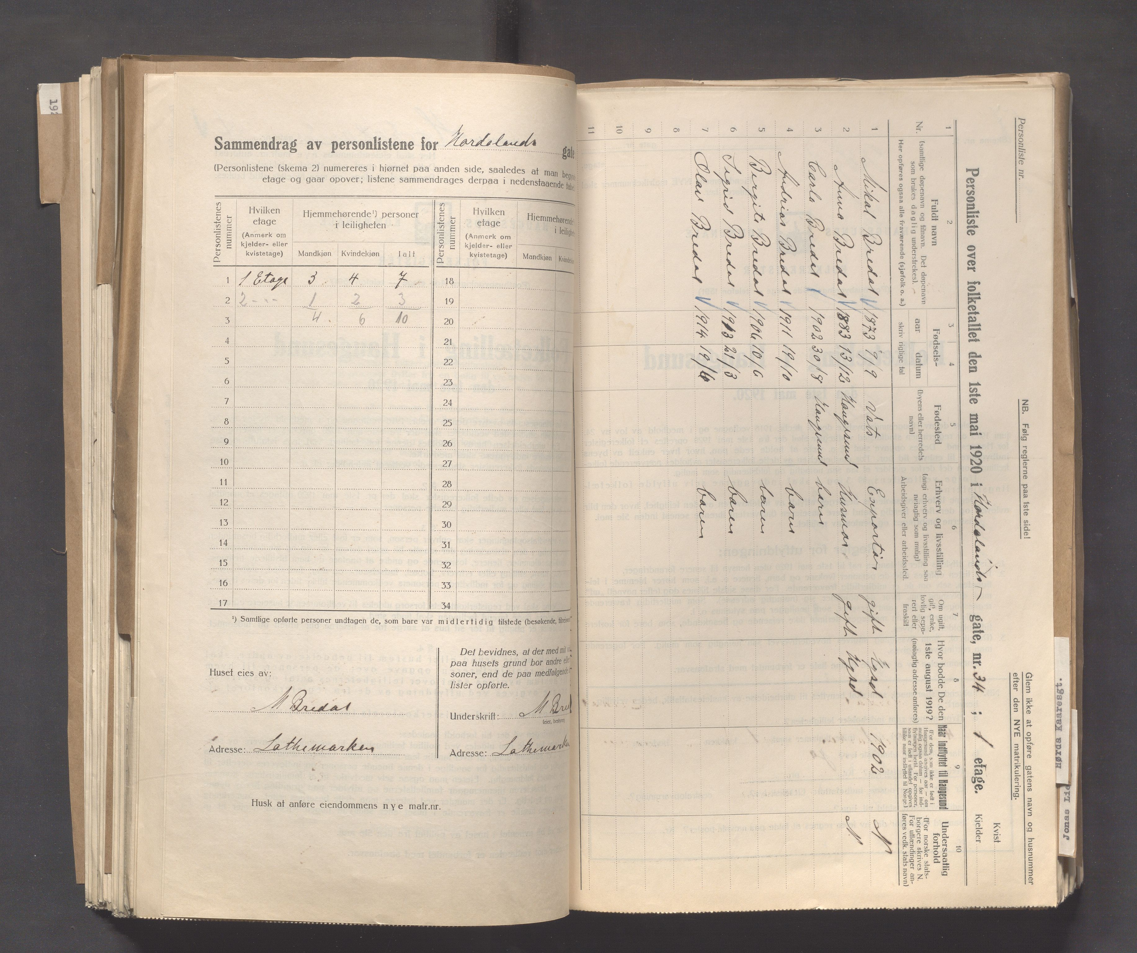 IKAR, Local census 1.5.1920 for Haugesund, 1920, p. 2189