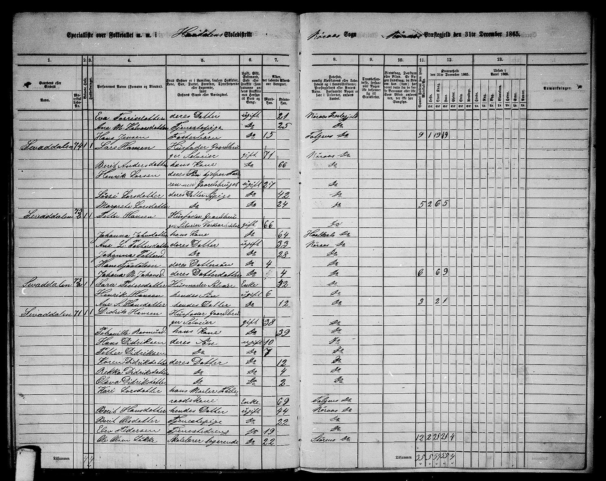 RA, 1865 census for Røros, 1865, p. 164