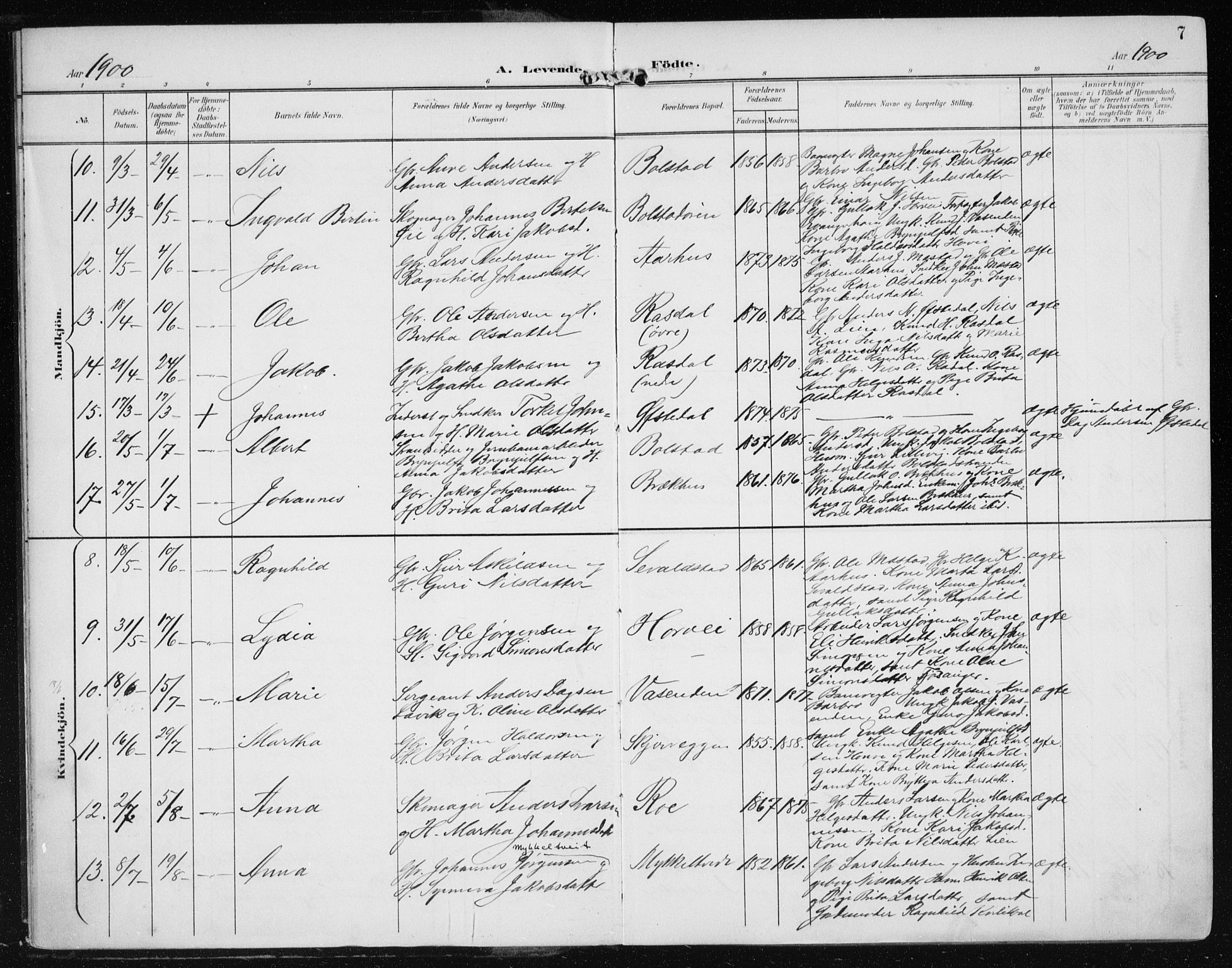 Evanger sokneprestembete, SAB/A-99924: Parish register (official) no. A  3, 1900-1930, p. 7