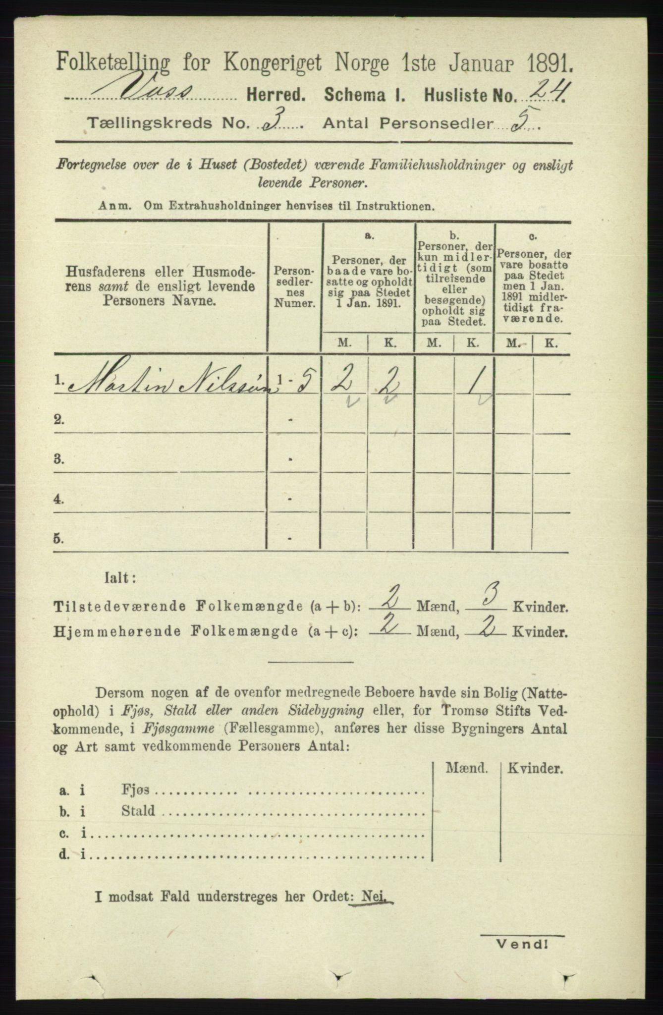 RA, 1891 census for 1235 Voss, 1891, p. 1156