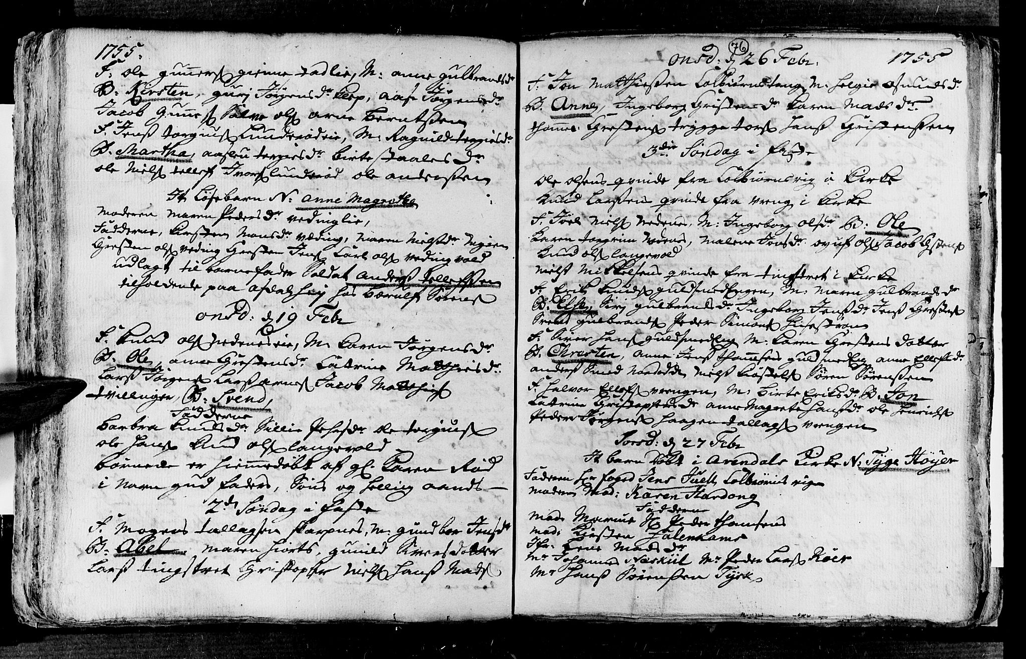 Øyestad sokneprestkontor, AV/SAK-1111-0049/F/Fa/L0005: Parish register (official) no. A 5, 1751-1757, p. 76